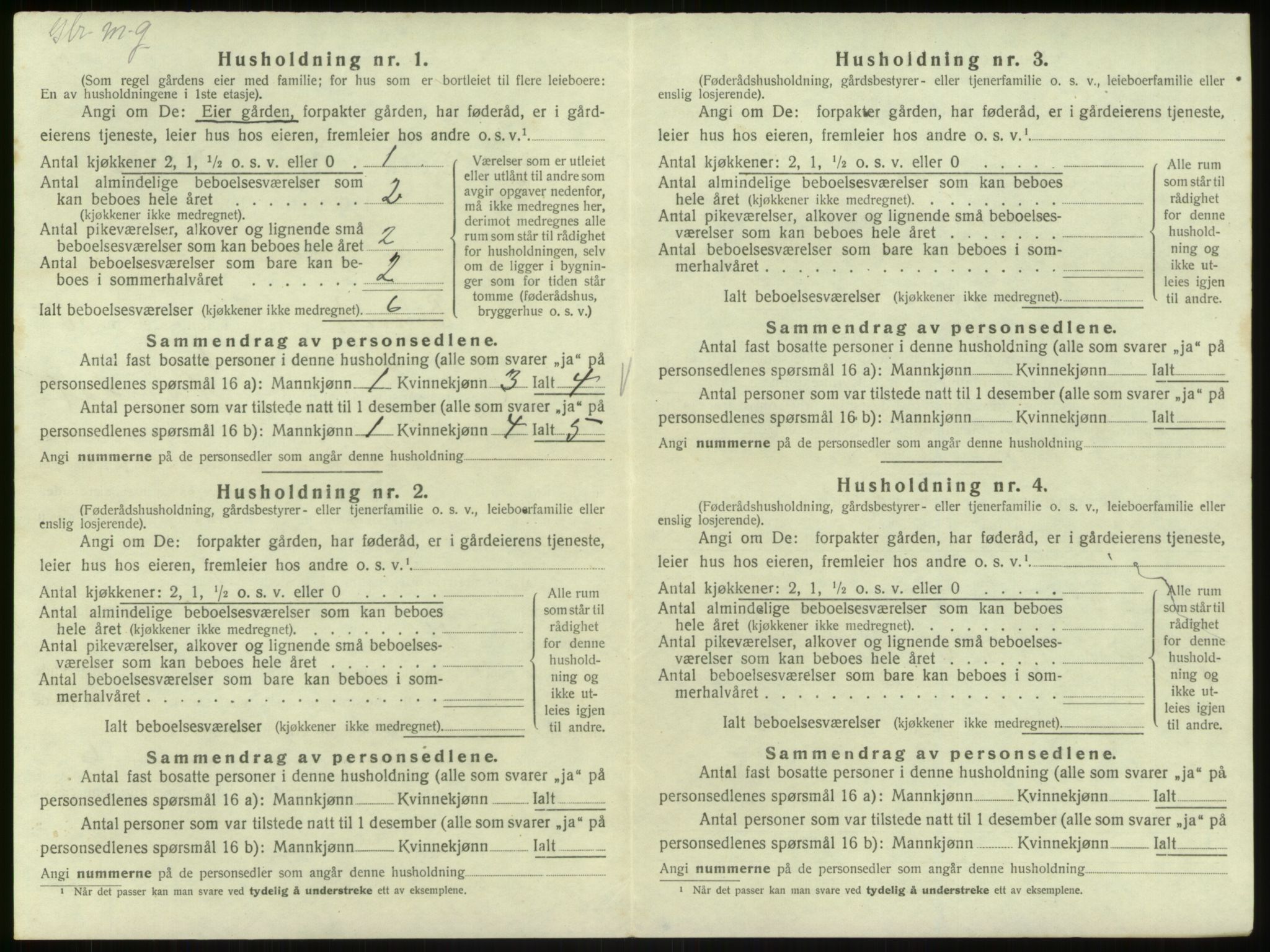 SAB, Folketelling 1920 for 1251 Bruvik herred, 1920, s. 1022