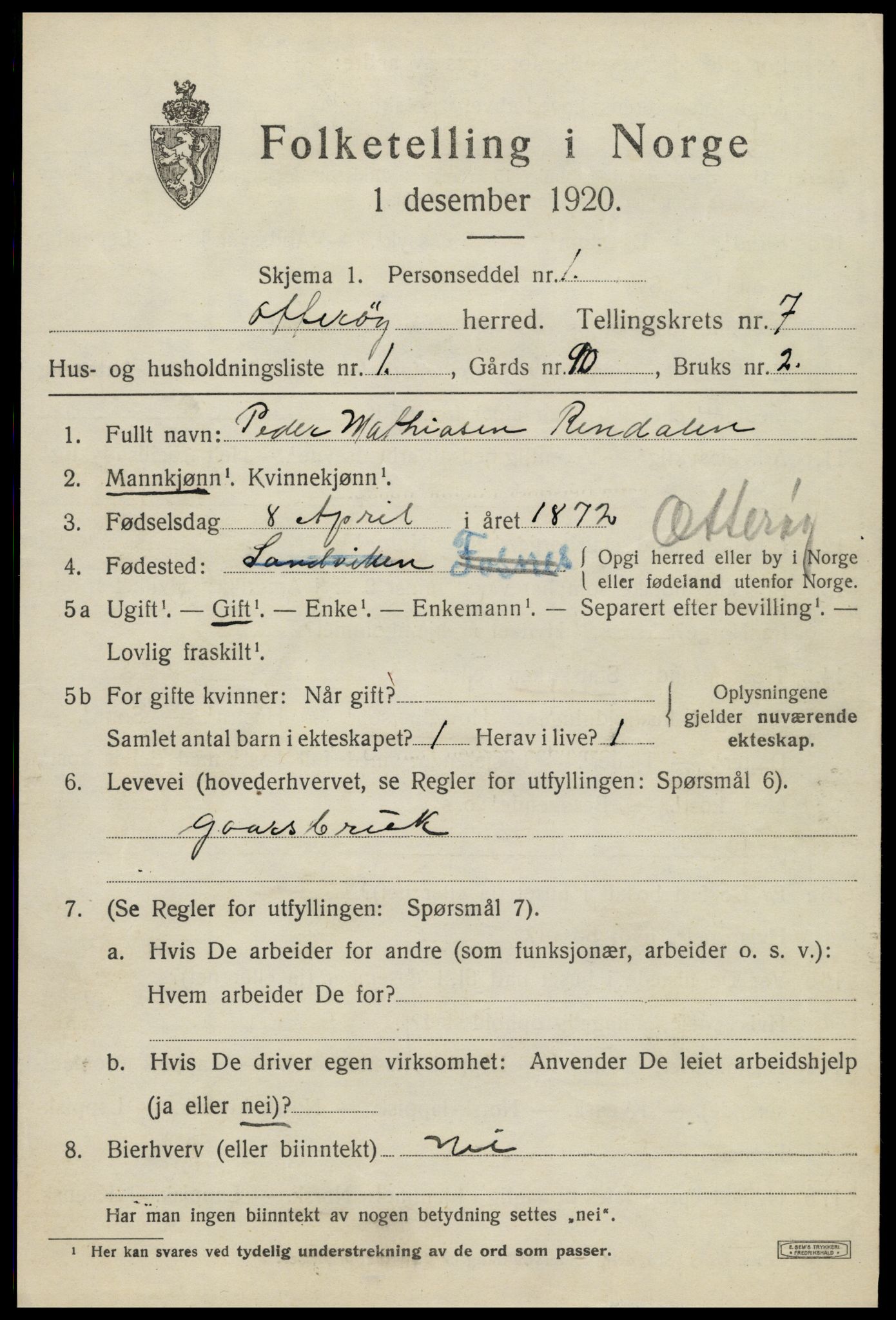 SAT, Folketelling 1920 for 1747 Otterøy herred, 1920, s. 2597