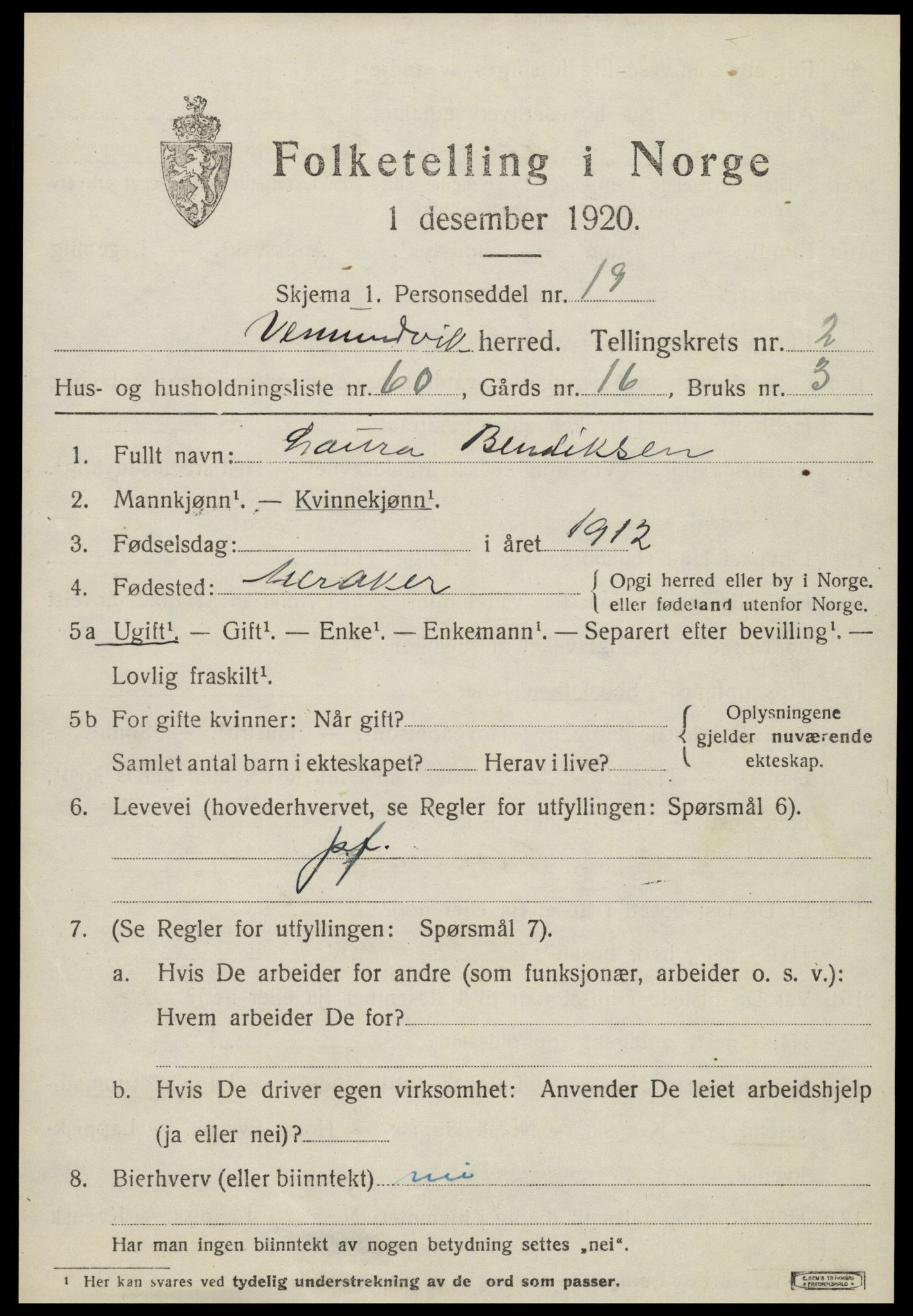 SAT, Folketelling 1920 for 1745 Vemundvik herred, 1920, s. 3423