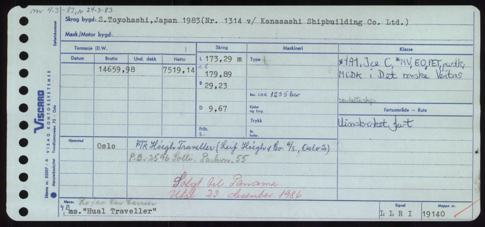 Sjøfartsdirektoratet med forløpere, Skipsmålingen, AV/RA-S-1627/H/Hd/L0017: Fartøy, Holi-Hå, s. 139