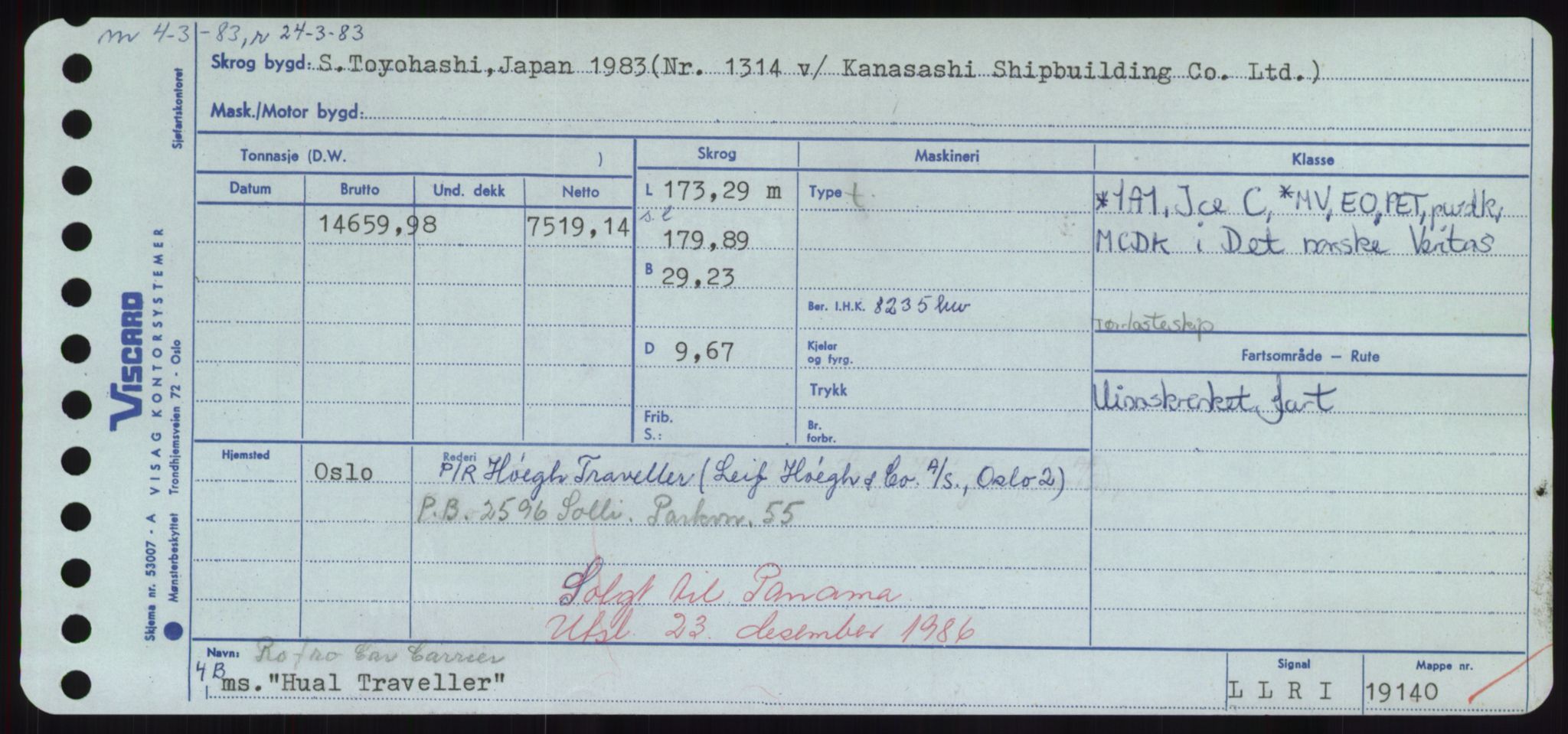 Sjøfartsdirektoratet med forløpere, Skipsmålingen, RA/S-1627/H/Hd/L0017: Fartøy, Holi-Hå, s. 139