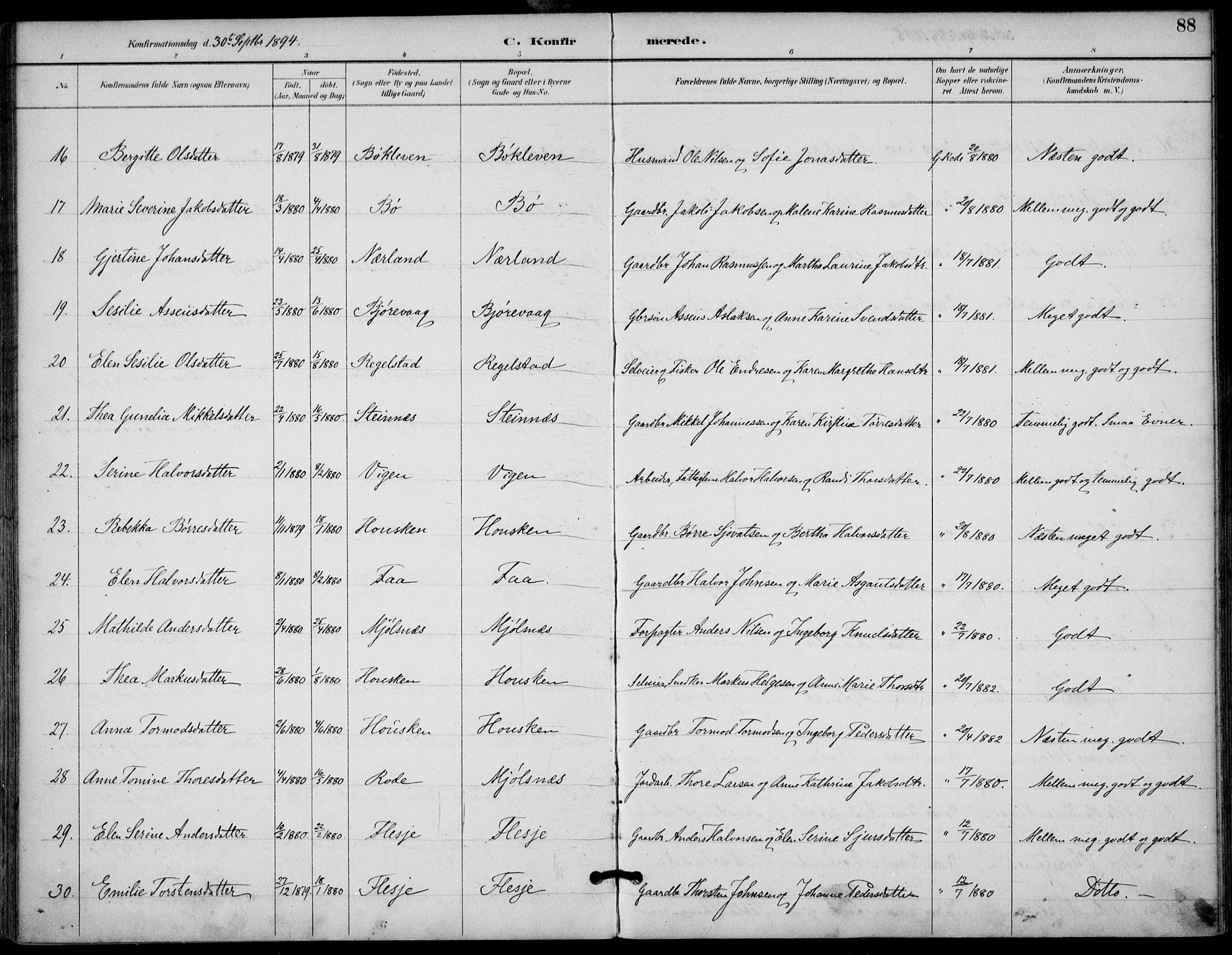 Finnøy sokneprestkontor, AV/SAST-A-101825/H/Ha/Haa/L0011: Ministerialbok nr. A 11, 1891-1910, s. 88