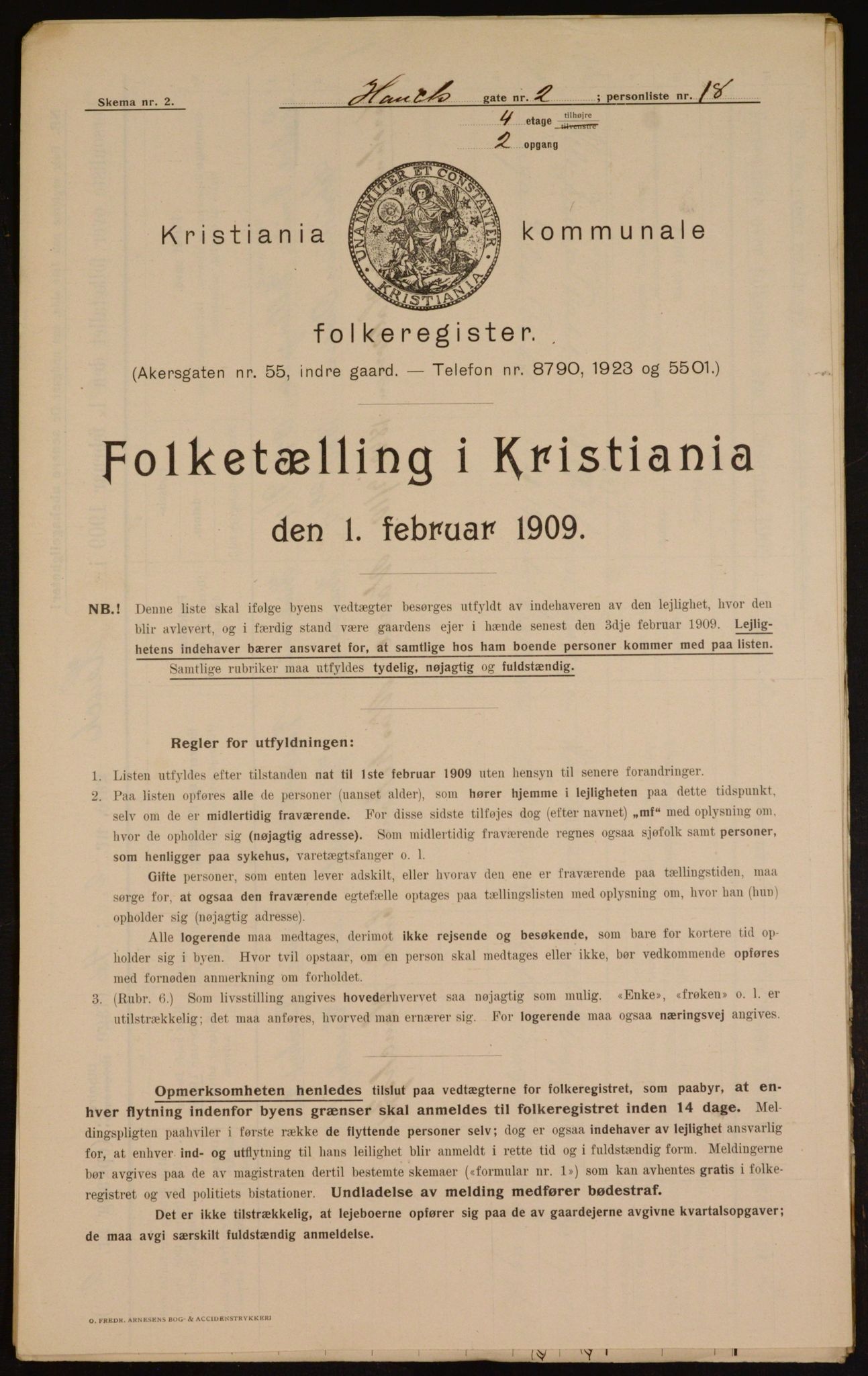 OBA, Kommunal folketelling 1.2.1909 for Kristiania kjøpstad, 1909, s. 31769