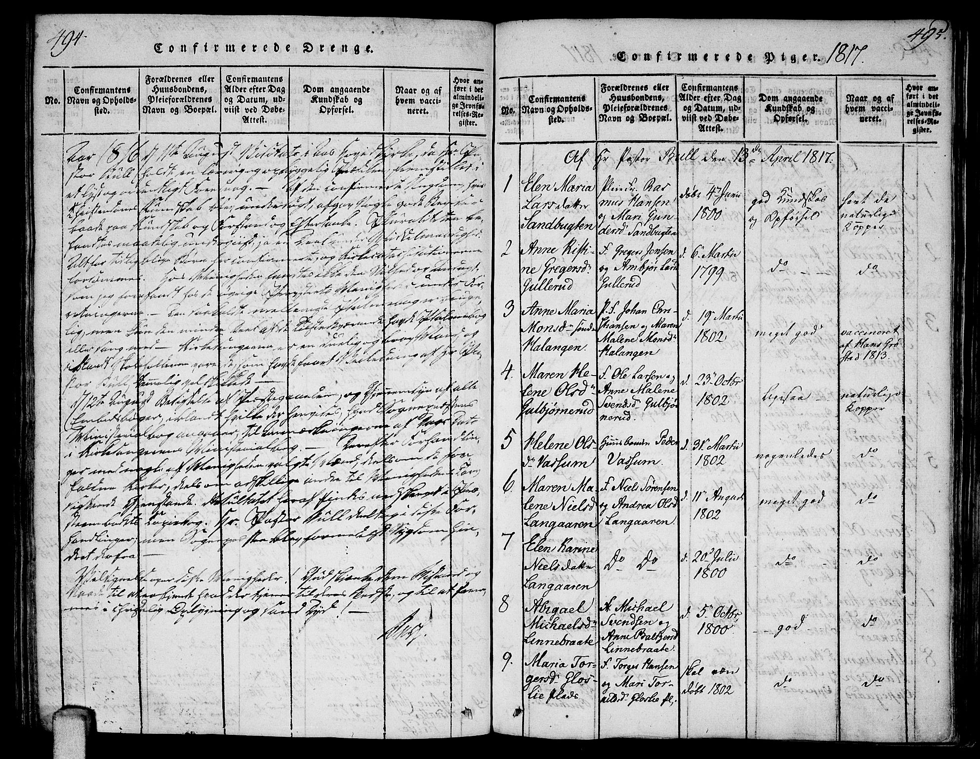 Ås prestekontor Kirkebøker, AV/SAO-A-10894/F/Fa/L0003: Ministerialbok nr. I 3, 1814-1818, s. 494-495