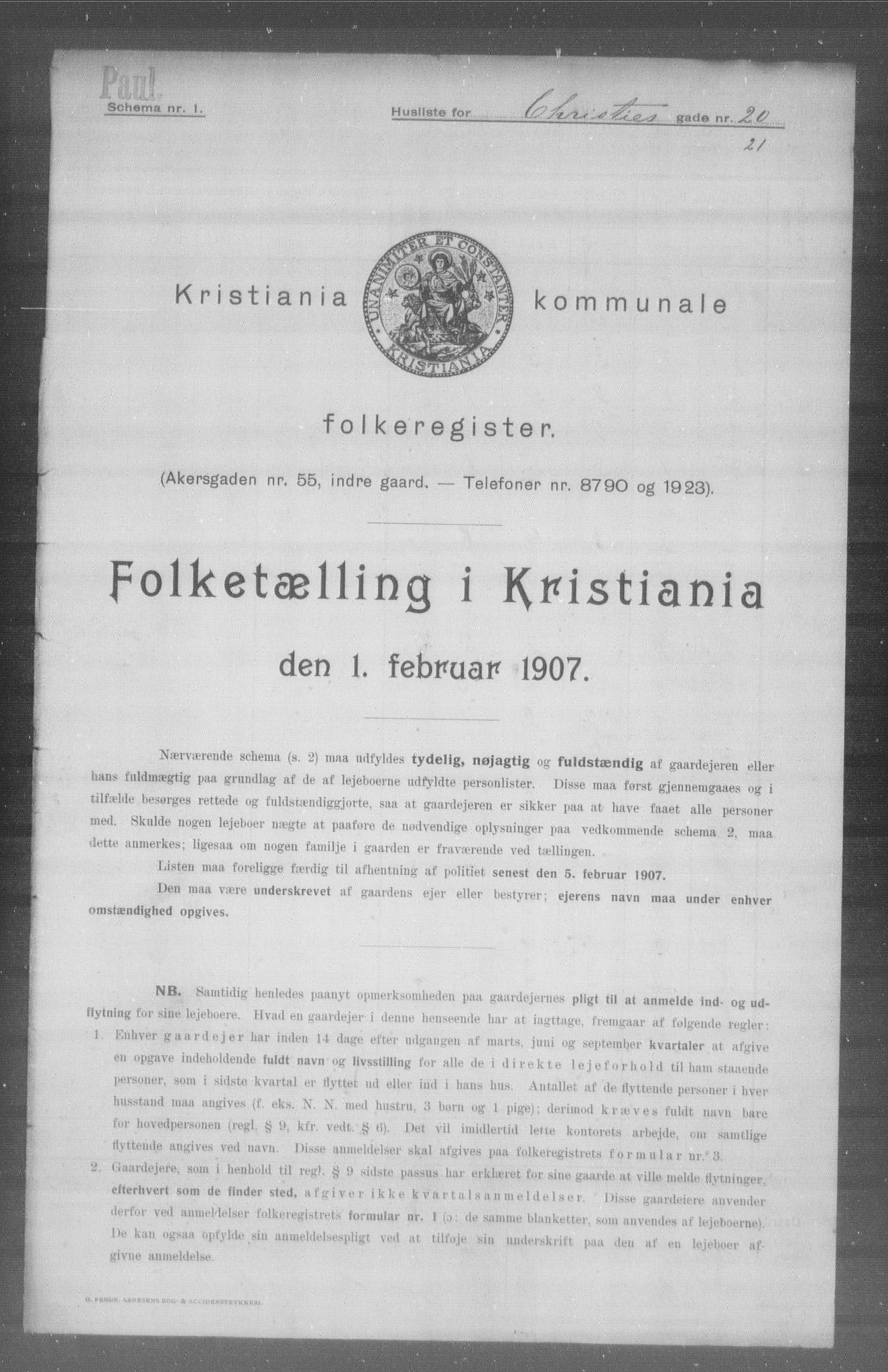OBA, Kommunal folketelling 1.2.1907 for Kristiania kjøpstad, 1907, s. 6362
