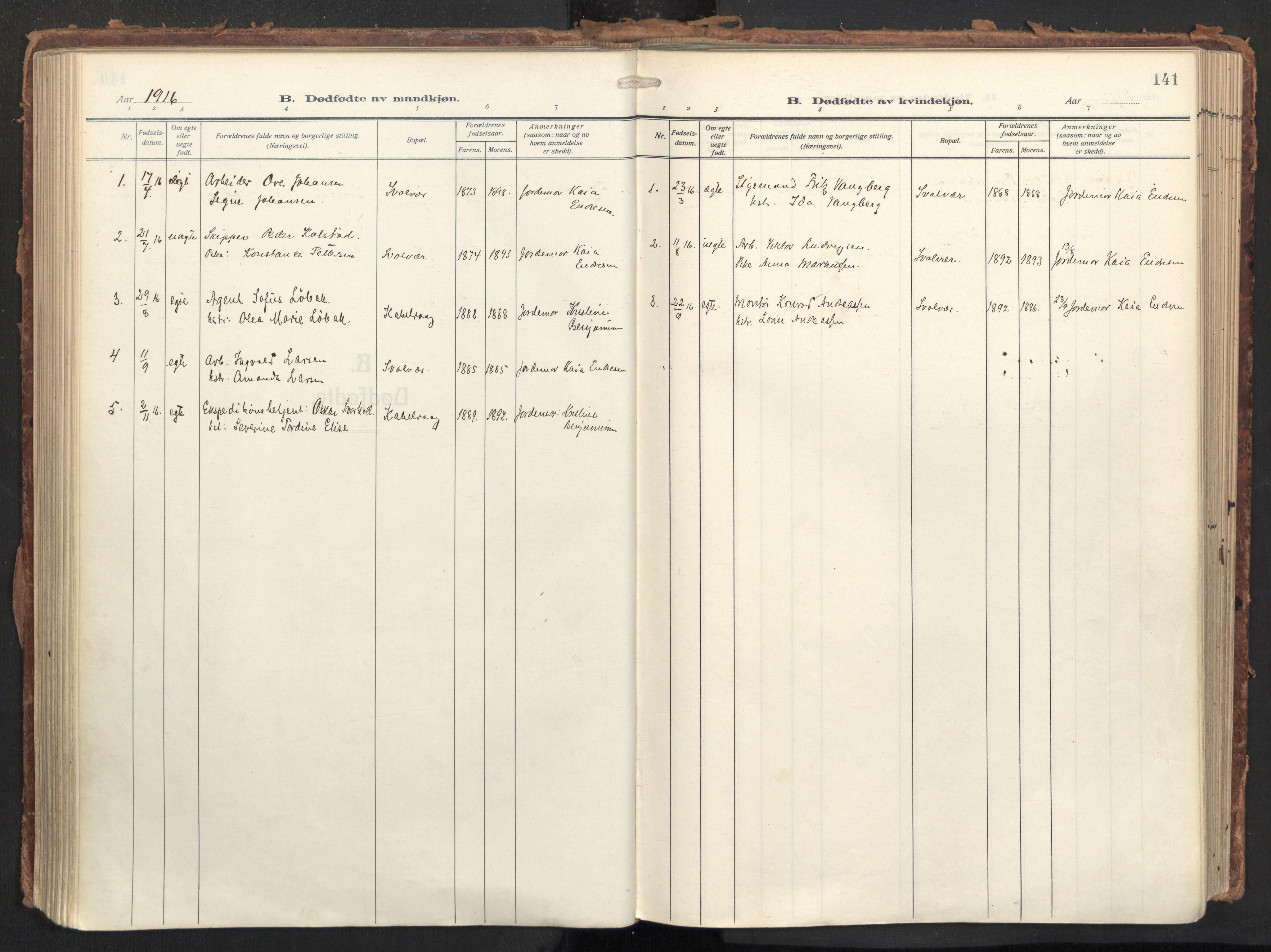Ministerialprotokoller, klokkerbøker og fødselsregistre - Nordland, AV/SAT-A-1459/874/L1064: Ministerialbok nr. 874A08, 1915-1926, s. 141