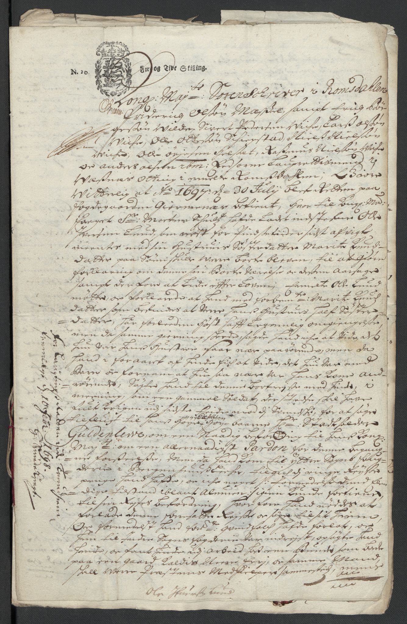 Rentekammeret inntil 1814, Reviderte regnskaper, Fogderegnskap, RA/EA-4092/R55/L3653: Fogderegnskap Romsdal, 1697-1698, s. 374