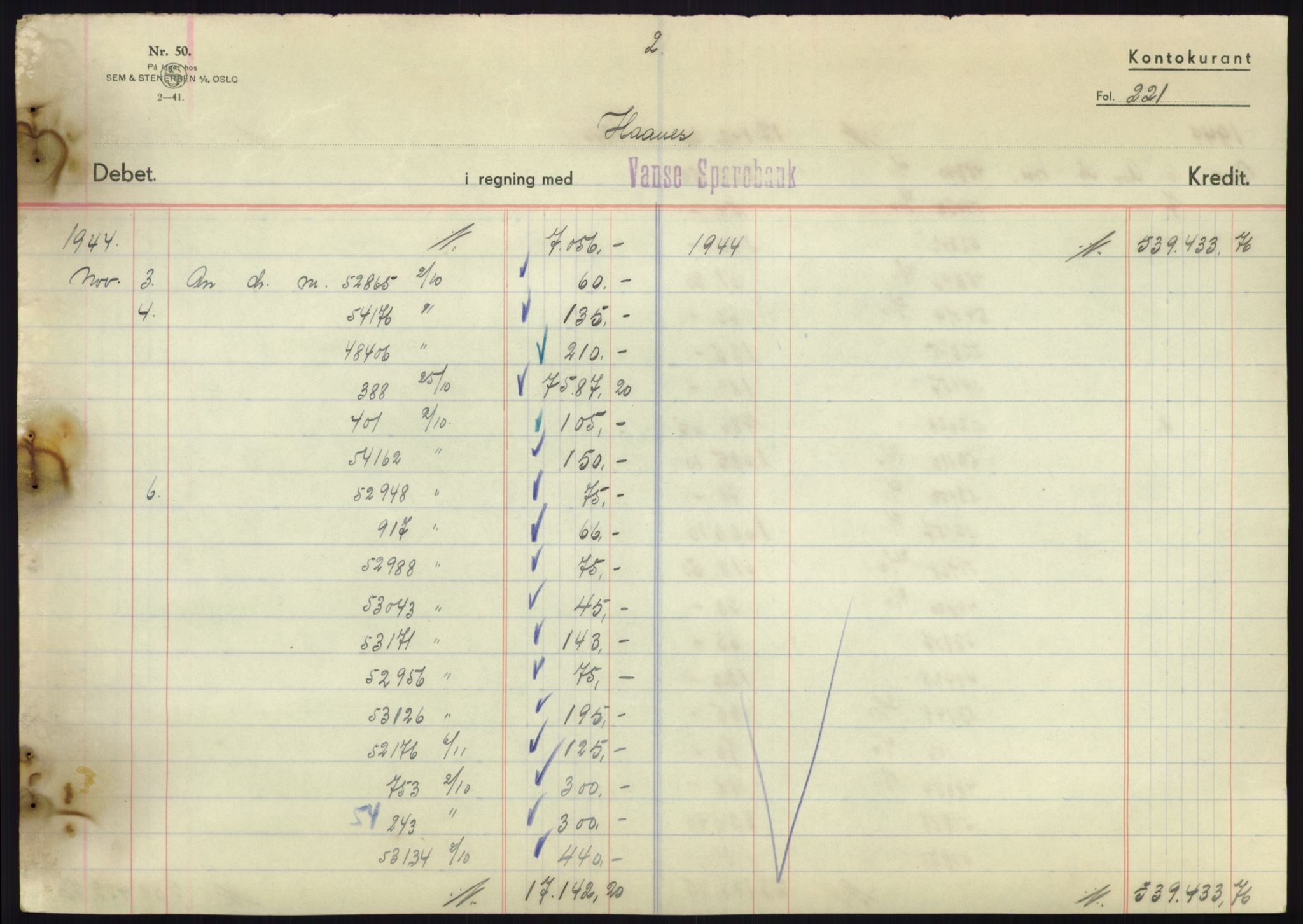 Forsvarsdepartementet, 10. kontor / Oppgjørskontoret, AV/RA-RAFA-1225/D/Db/L0180: Lista oppgjørskontor, 1942-1952, s. 1881