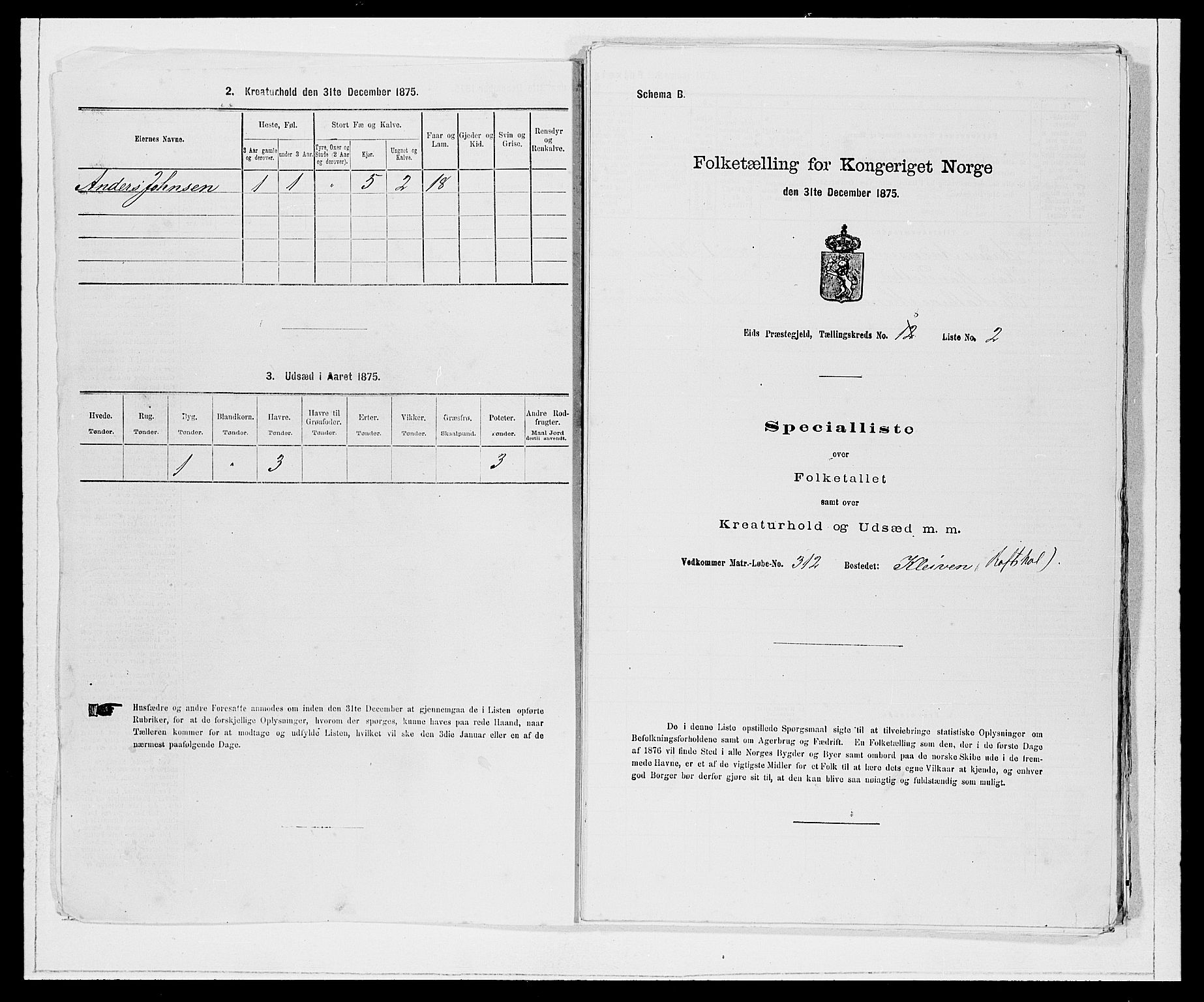 SAB, Folketelling 1875 for 1443P Eid prestegjeld, 1875, s. 889