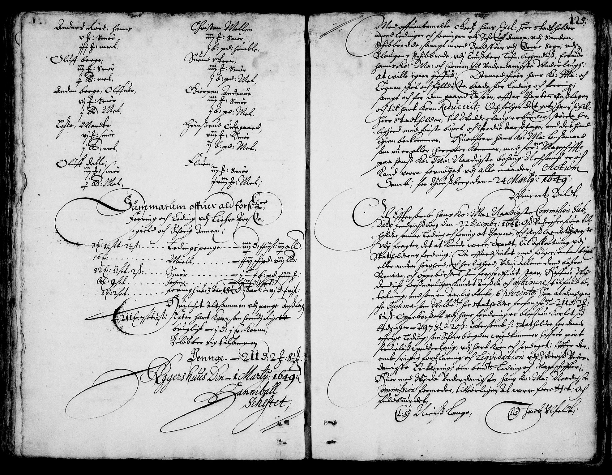 Rentekammeret inntil 1814, Realistisk ordnet avdeling, AV/RA-EA-4070/On/L0001/0002: Statens gods / [Jj 2]: Jordebok og forklaring over atkomstene til Hannibal Sehesteds gods, 1651, s. 124b-125a