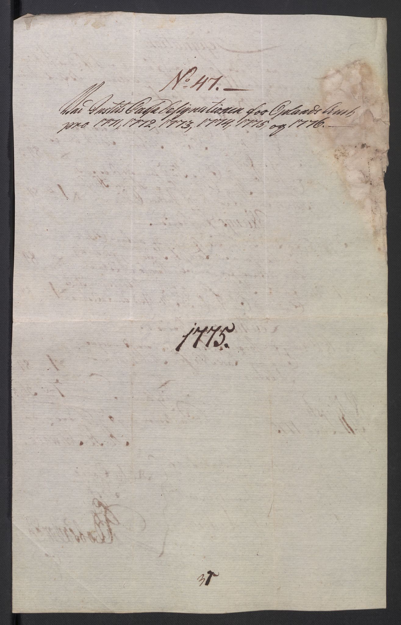 Rentekammeret inntil 1814, Reviderte regnskaper, Mindre regnskaper, RA/EA-4068/Rb/L0014: Opplands amt, 1771-1779, s. 99