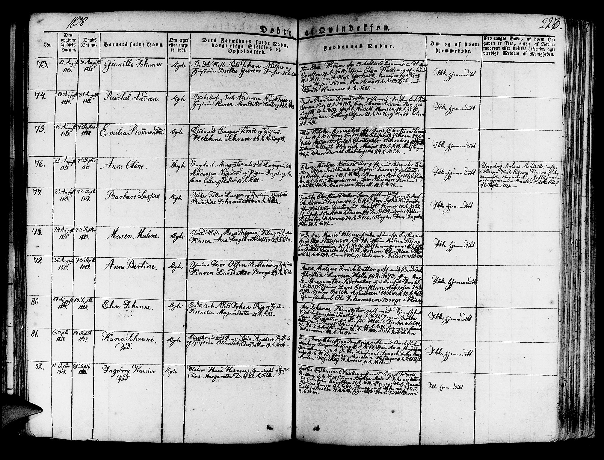 Korskirken sokneprestembete, AV/SAB-A-76101/H/Haa/L0014: Ministerialbok nr. A 14, 1823-1835, s. 223