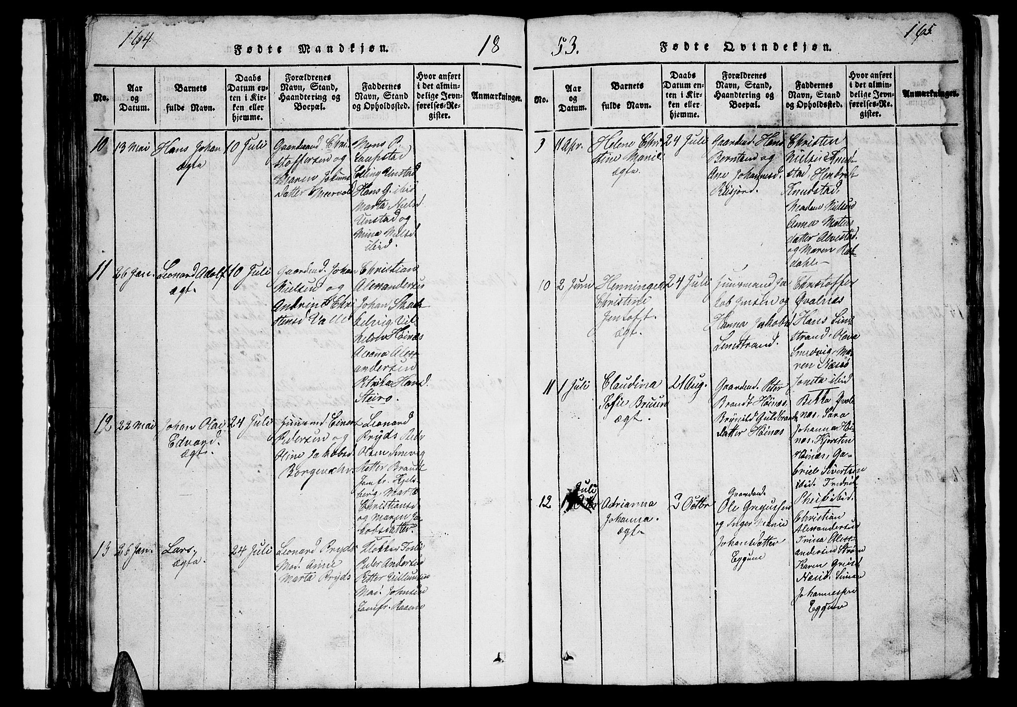 Ministerialprotokoller, klokkerbøker og fødselsregistre - Nordland, AV/SAT-A-1459/880/L1139: Klokkerbok nr. 880C01, 1836-1857, s. 164-165