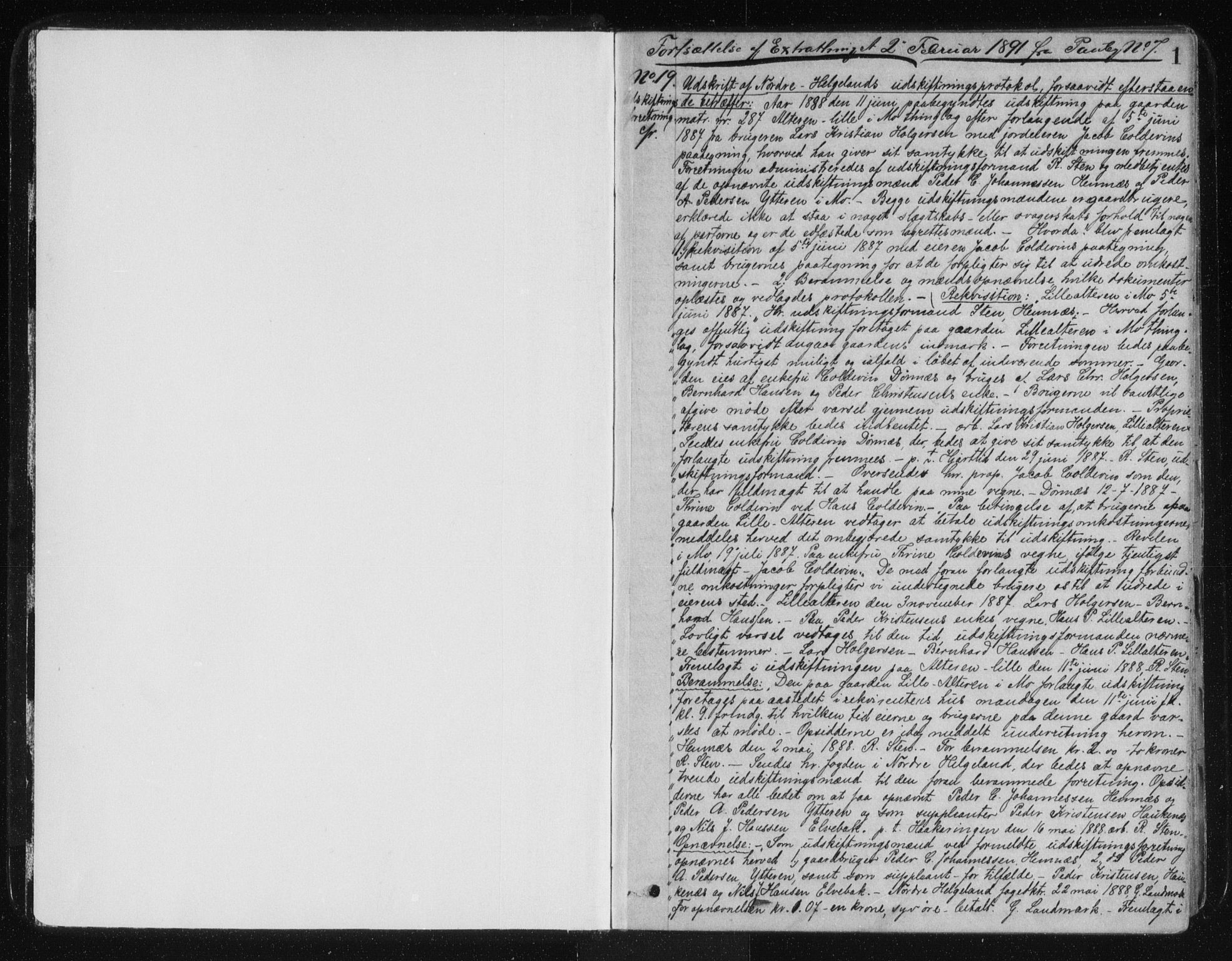 Rana sorenskriveri , SAT/A-1108/1/2/2C/L0008: Pantebok nr. 8, 1891-1893, s. 1