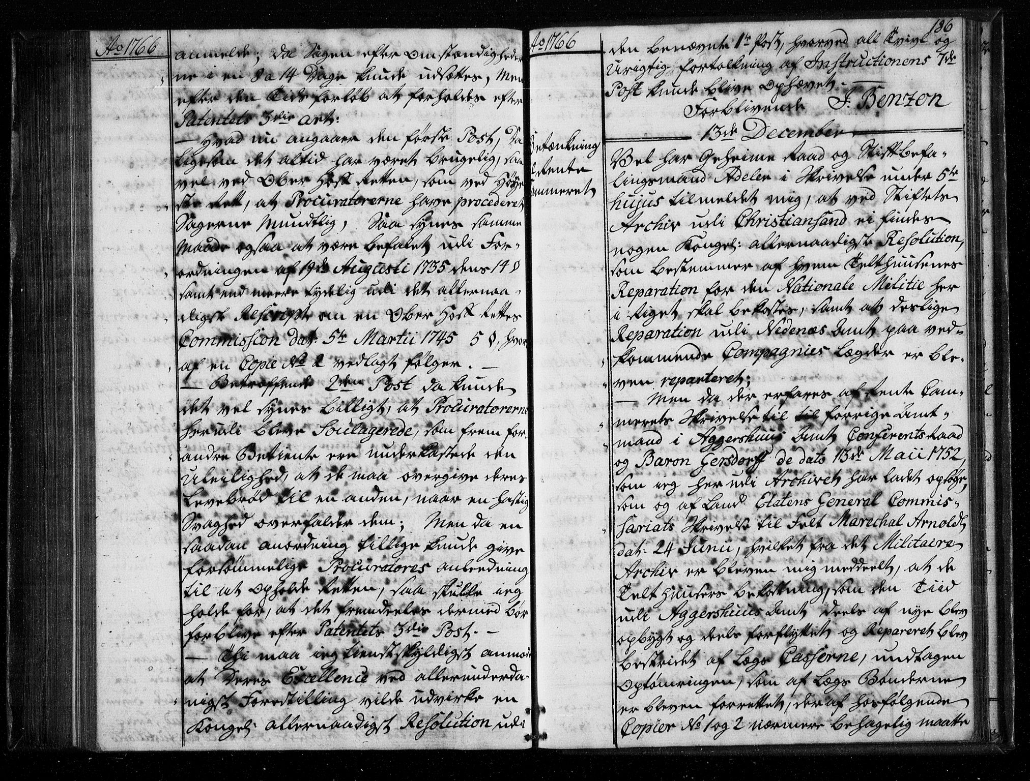 Stattholderembetet 1572-1771, AV/RA-EA-2870/Bf/L0005: Stattholderprotokoll (allmenn kopibok), 1765-1767, s. 185b-186a