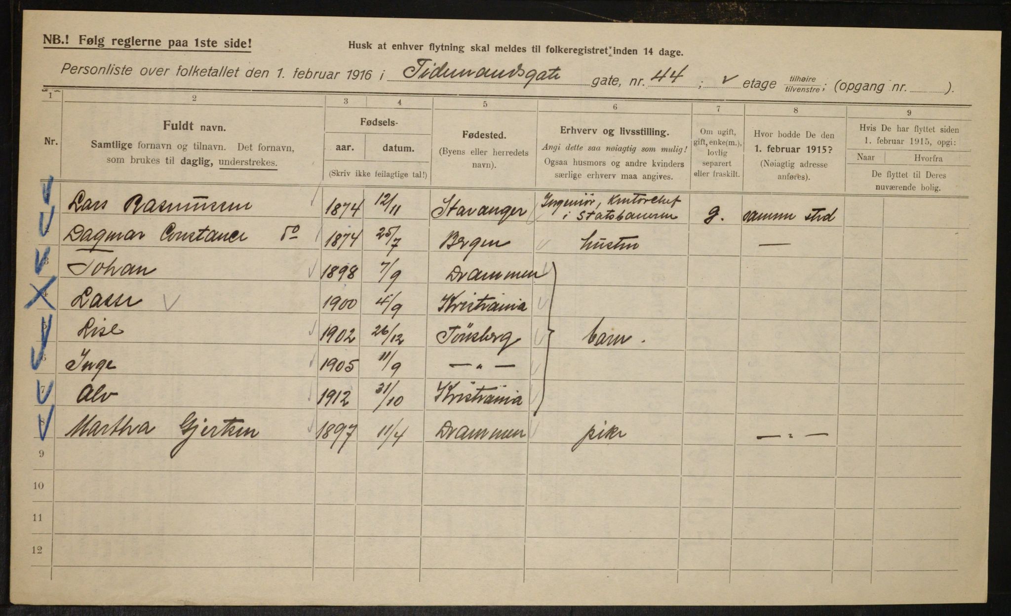 OBA, Kommunal folketelling 1.2.1916 for Kristiania, 1916, s. 114769