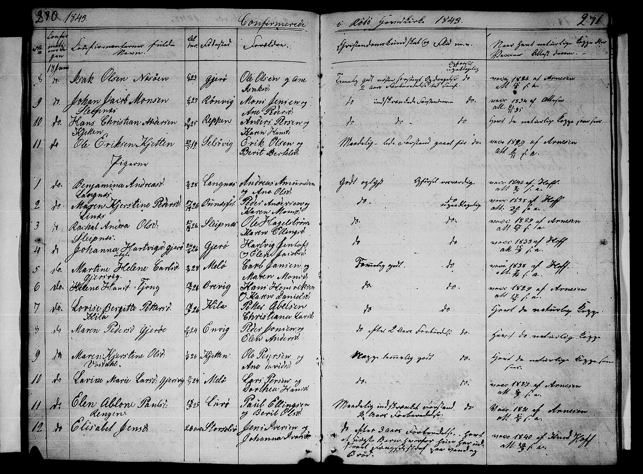 Ministerialprotokoller, klokkerbøker og fødselsregistre - Nordland, AV/SAT-A-1459/841/L0618: Klokkerbok nr. 841C02, 1833-1855, s. 270-271