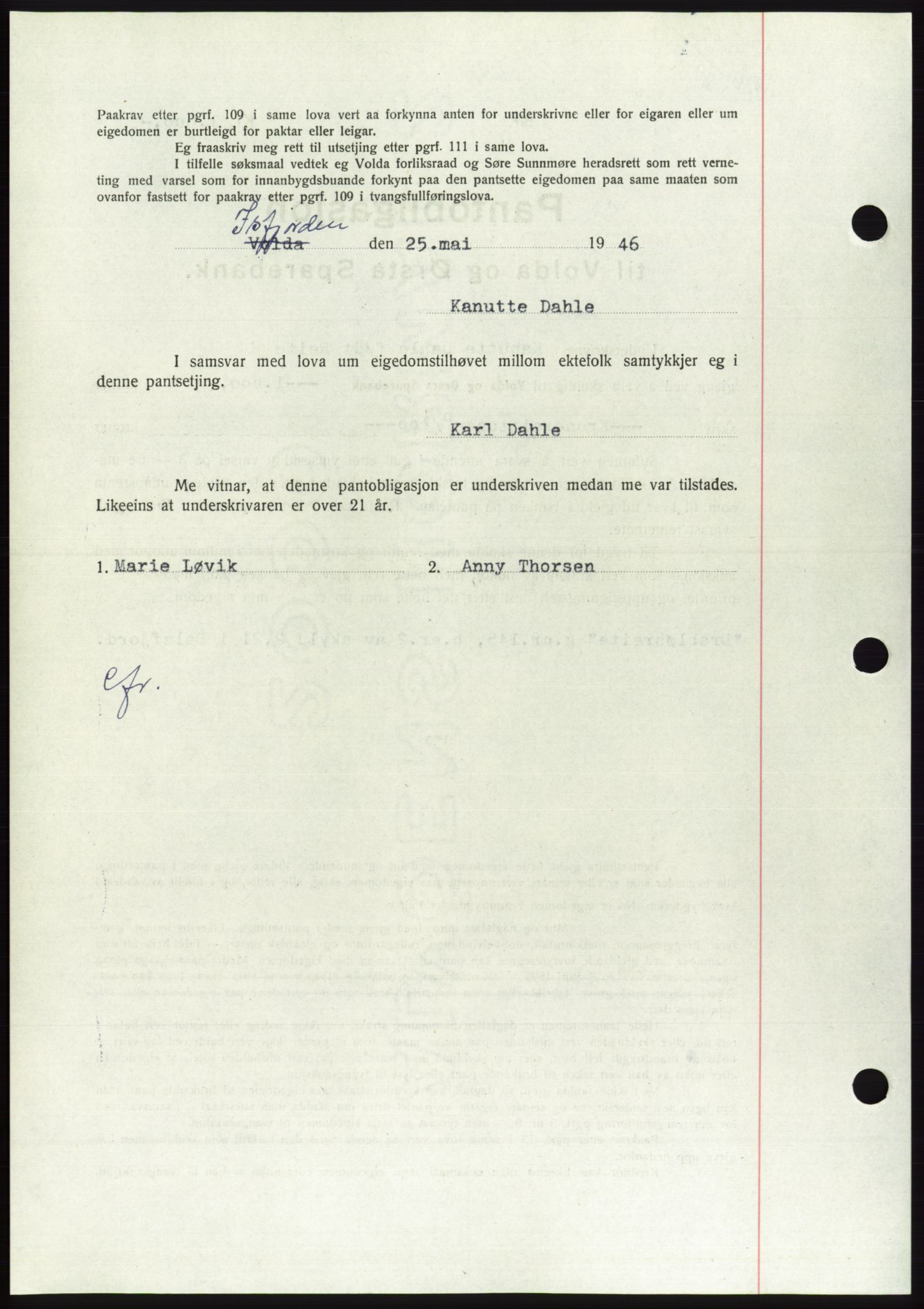 Søre Sunnmøre sorenskriveri, AV/SAT-A-4122/1/2/2C/L0114: Pantebok nr. 1-2B, 1943-1947, Dagboknr: 532/1946