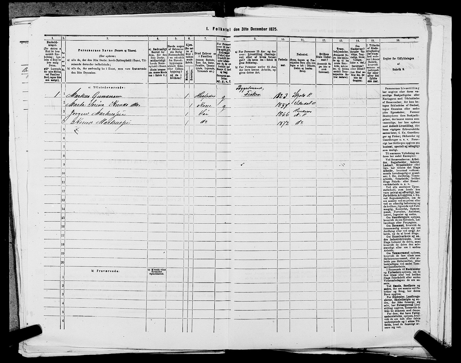 SAST, Folketelling 1875 for 1139P Nedstrand prestegjeld, 1875, s. 542