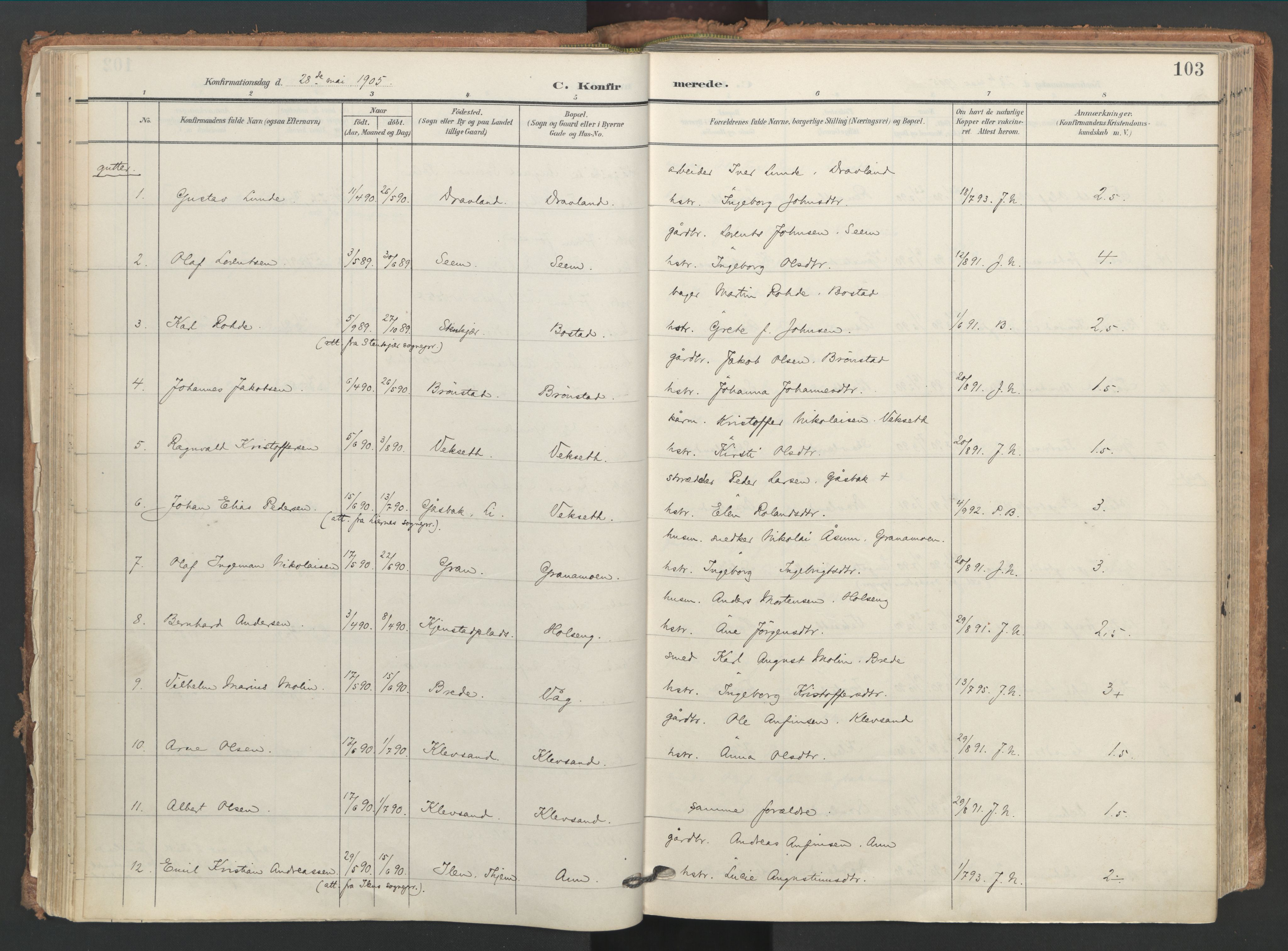 Ministerialprotokoller, klokkerbøker og fødselsregistre - Nord-Trøndelag, AV/SAT-A-1458/749/L0477: Ministerialbok nr. 749A11, 1902-1927, s. 103
