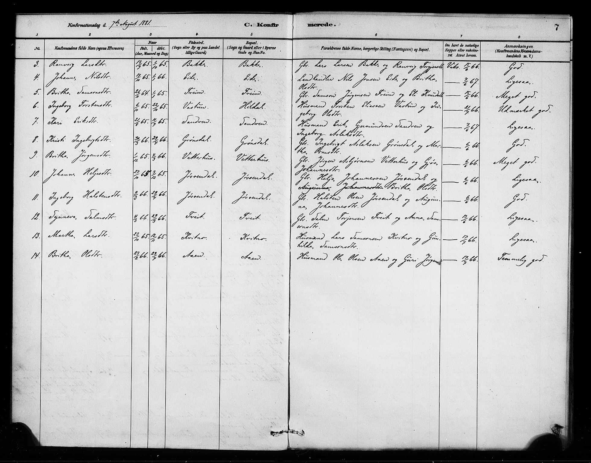 Odda Sokneprestembete, AV/SAB-A-77201/H/Haa: Ministerialbok nr. A 2, 1880-1915, s. 7