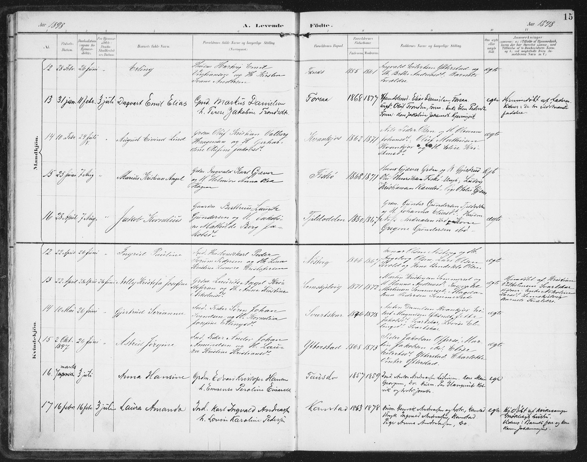 Ministerialprotokoller, klokkerbøker og fødselsregistre - Nordland, SAT/A-1459/872/L1036: Ministerialbok nr. 872A11, 1897-1913, s. 15