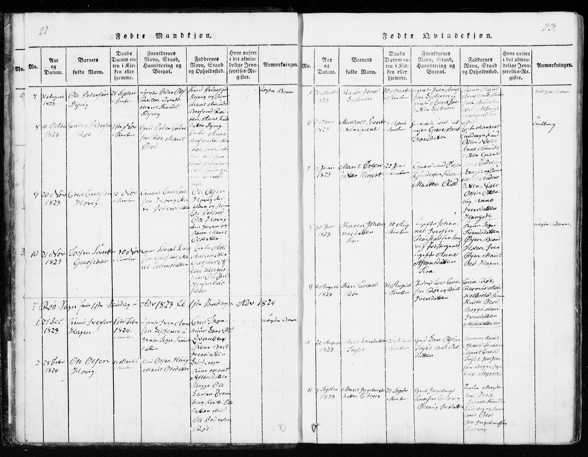 Ministerialprotokoller, klokkerbøker og fødselsregistre - Møre og Romsdal, SAT/A-1454/551/L0623: Ministerialbok nr. 551A03, 1818-1831, s. 22-23