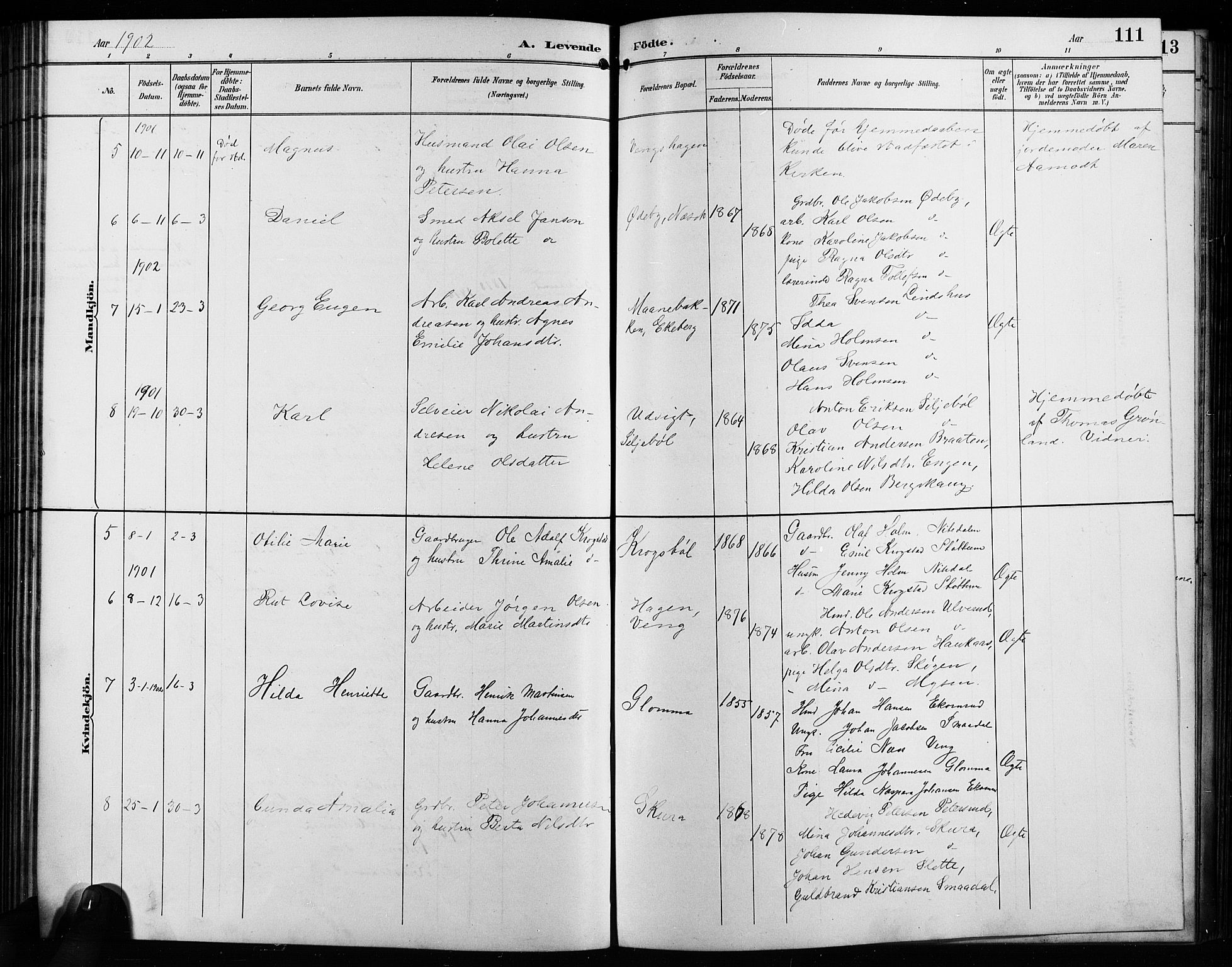 Enebakk prestekontor Kirkebøker, AV/SAO-A-10171c/G/Ga/L0006: Klokkerbok nr. I 6, 1889-1911, s. 111