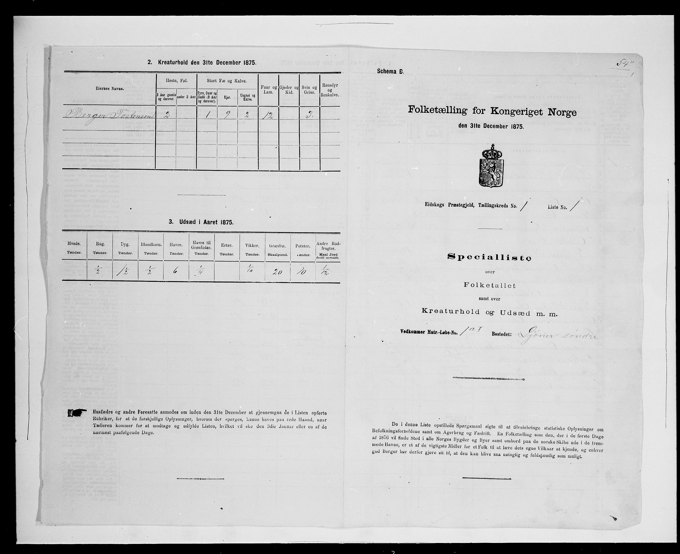 SAH, Folketelling 1875 for 0420P Eidskog prestegjeld, 1875, s. 138