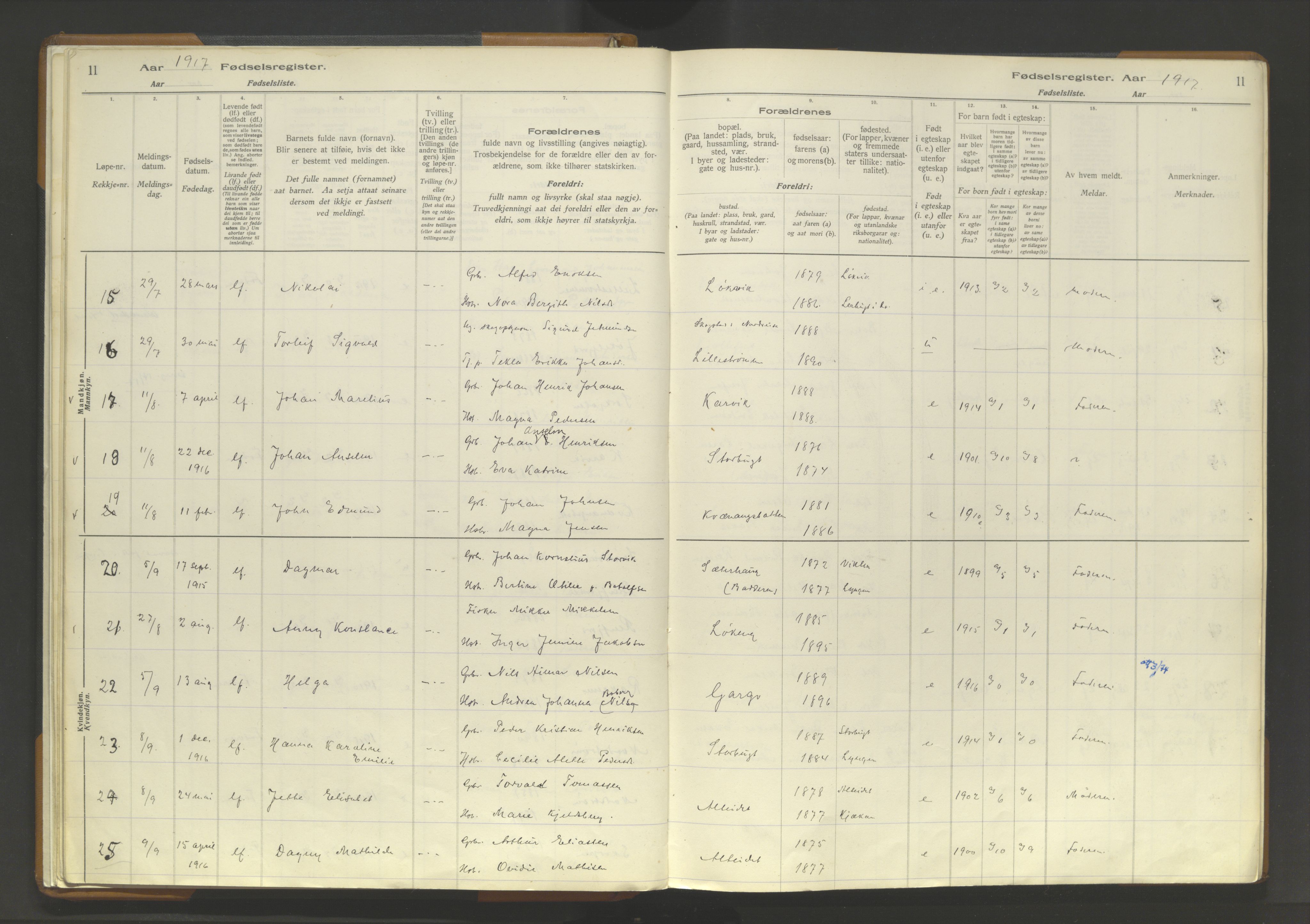 Skjervøy sokneprestkontor, AV/SATØ-S-1300/I/Ia/L0062: Fødselsregister nr. 62, 1916-1950, s. 11