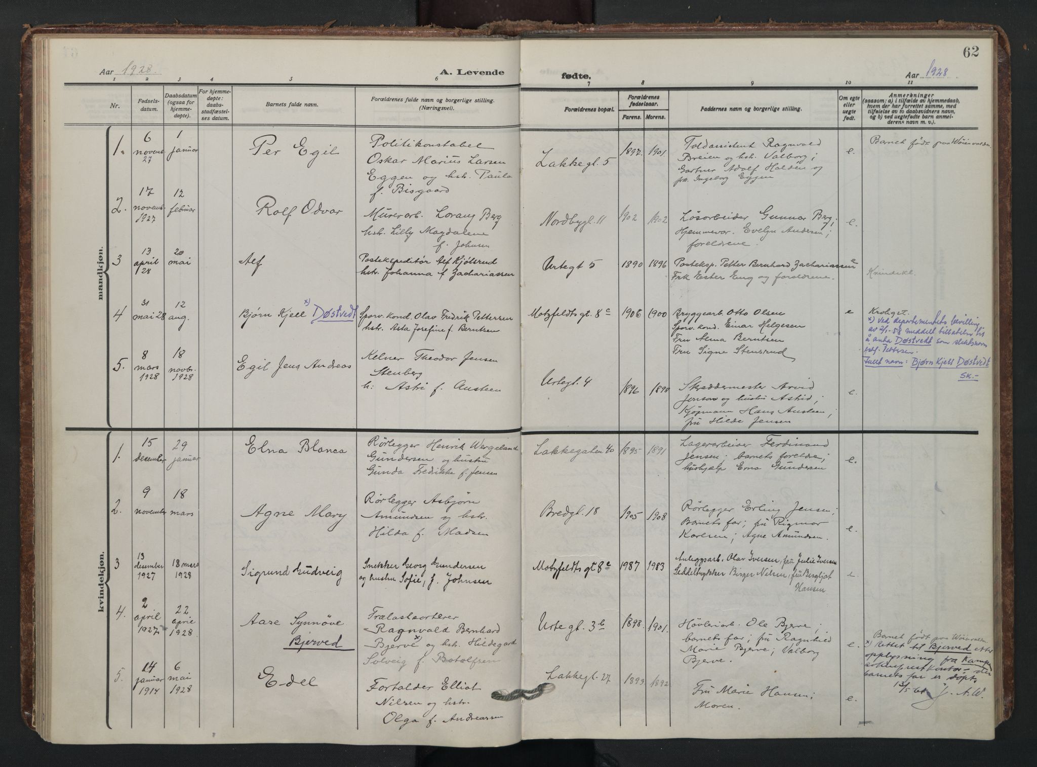 Wexel prestekontor Kirkebøker, AV/SAO-A-10879/F/L0001: Ministerialbok nr. 1, 1917-1930, s. 62