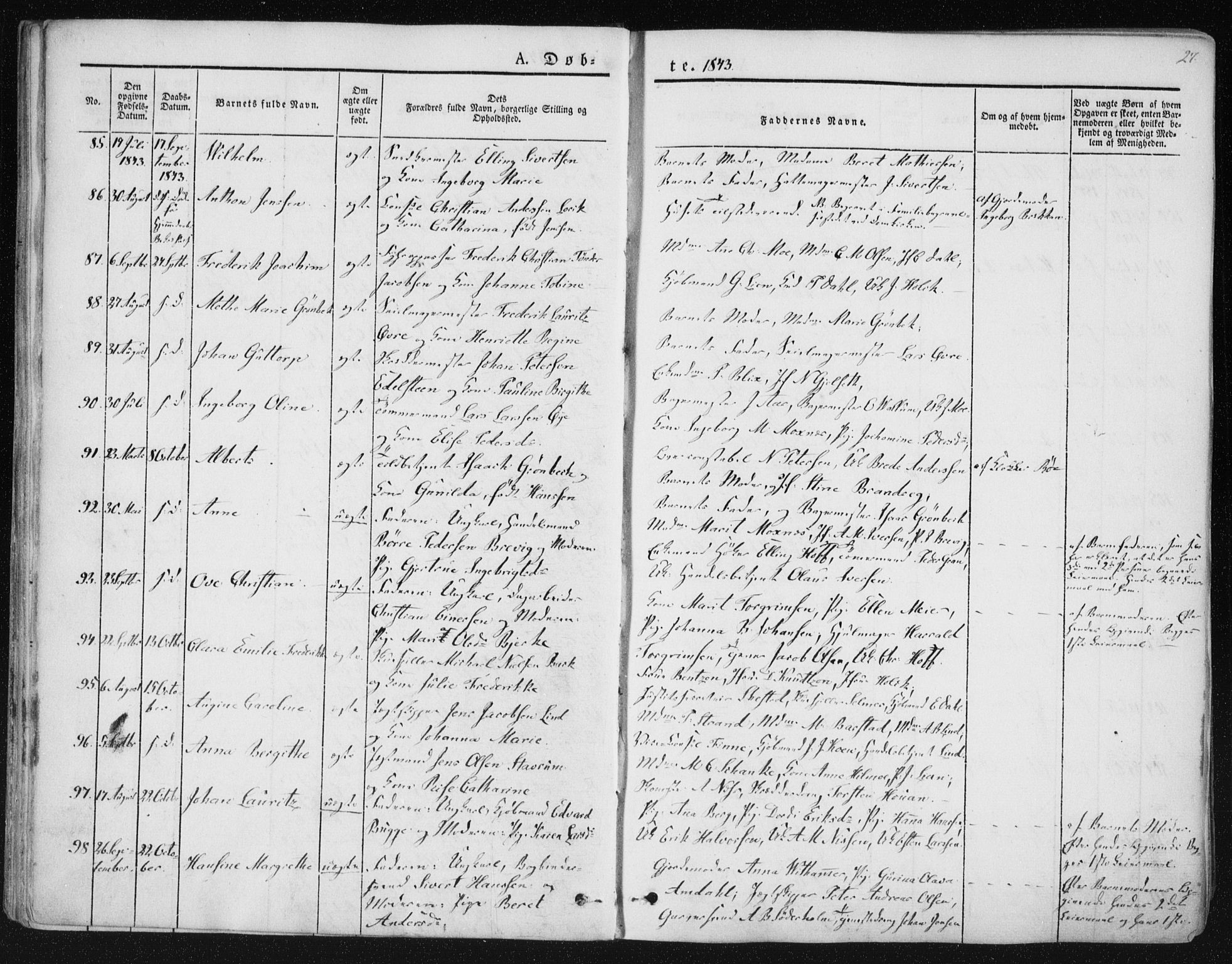 Ministerialprotokoller, klokkerbøker og fødselsregistre - Sør-Trøndelag, SAT/A-1456/602/L0110: Ministerialbok nr. 602A08, 1840-1854, s. 27