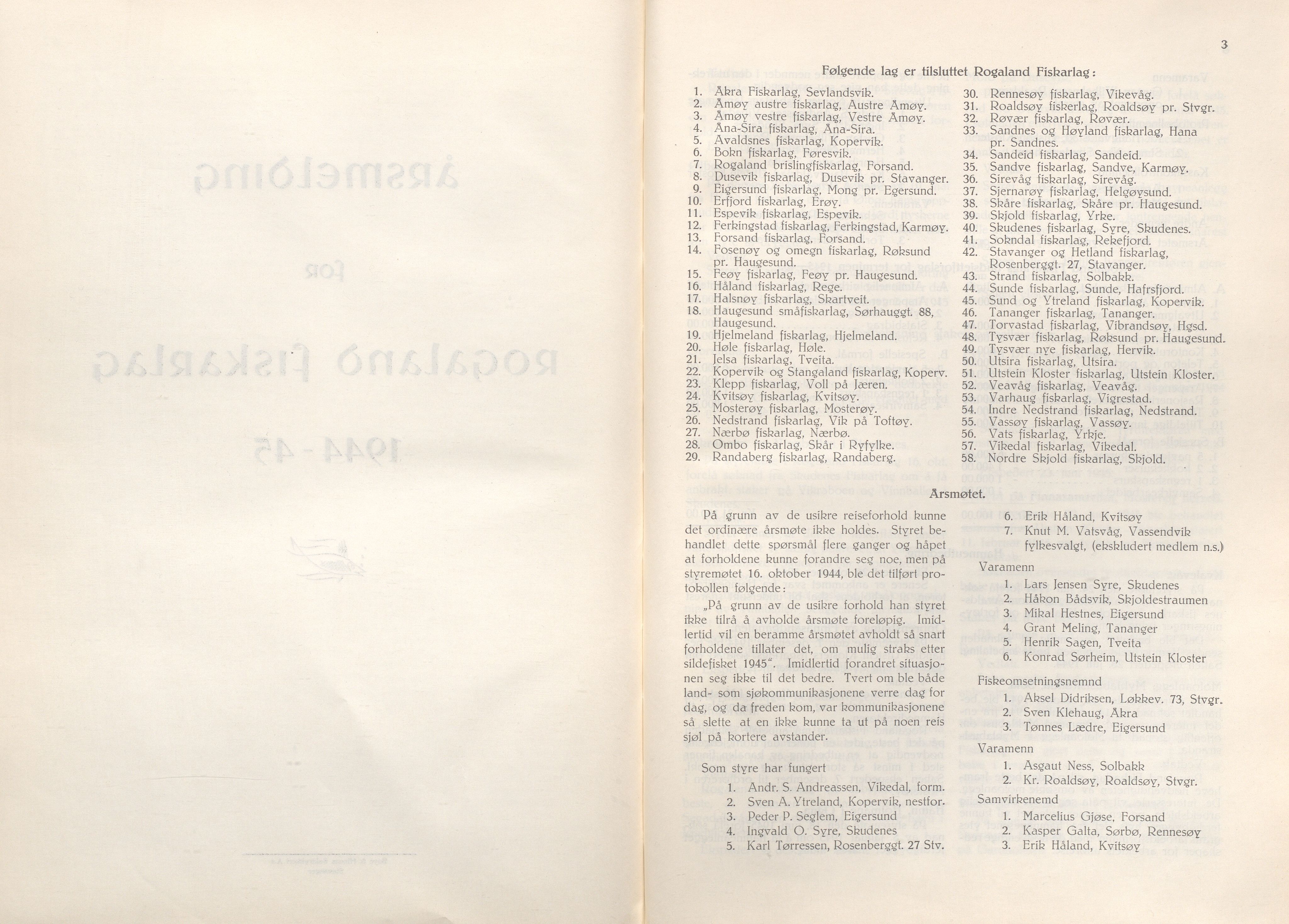 Rogaland fylkeskommune - Fylkesrådmannen , IKAR/A-900/A/Aa/Aaa/L0064: Møtebok , 1945, s. 3