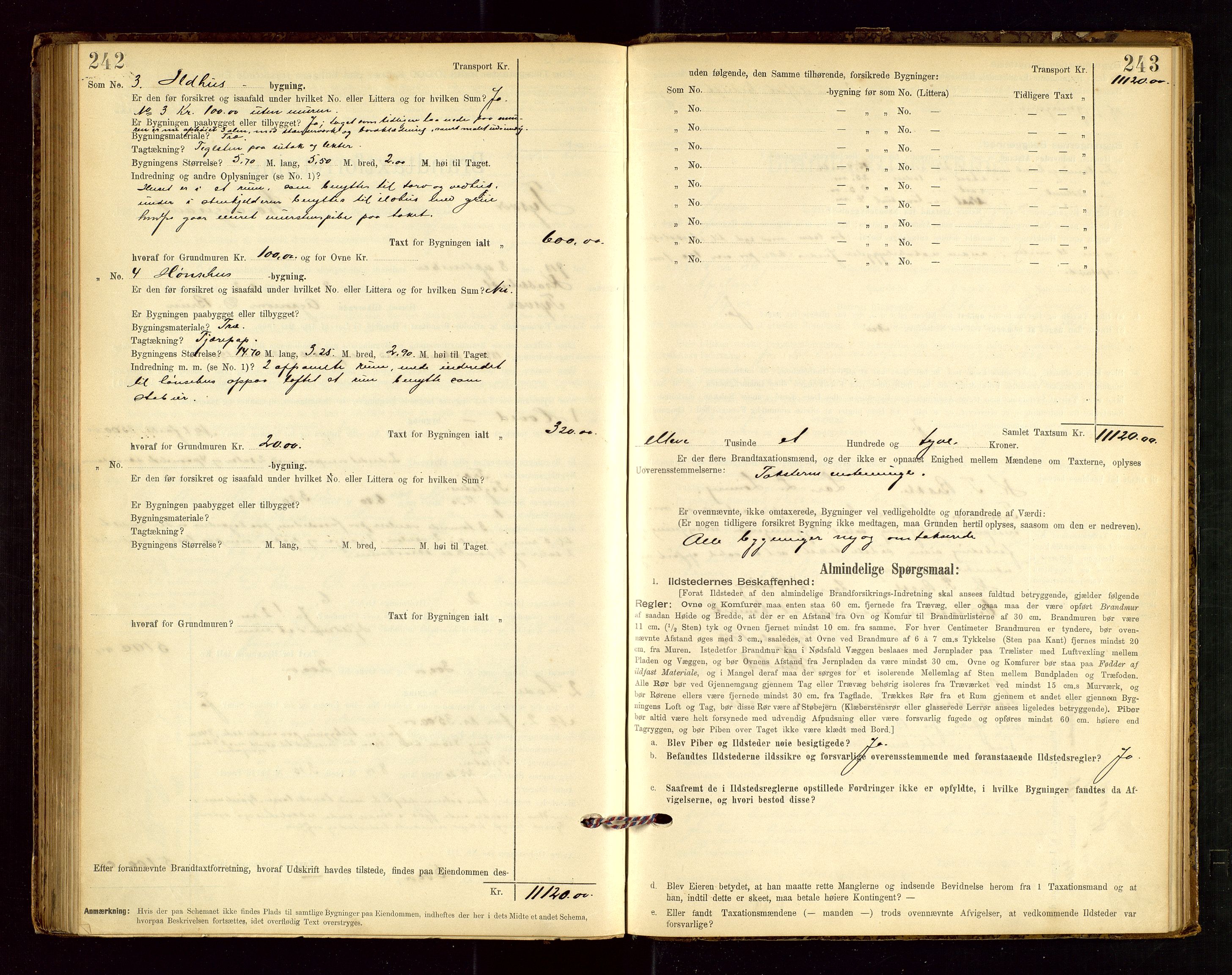 Tysvær lensmannskontor, AV/SAST-A-100192/Gob/L0001: "Brandtaxationsprotokol for Tysvær Lensmandsdistrikt Ryfylke Fogderi", 1894-1916, s. 242-243