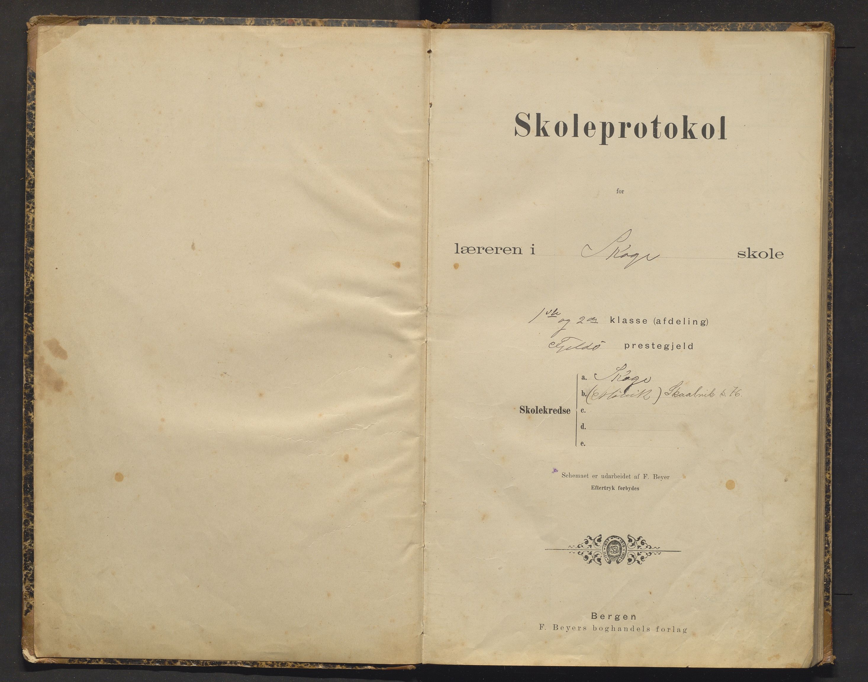 Fjell kommune. Barneskulane, IKAH/1246-231/F/Fn/L0002: Skuleprotokoll for Skoge og Skålvik skular, 1897-1912