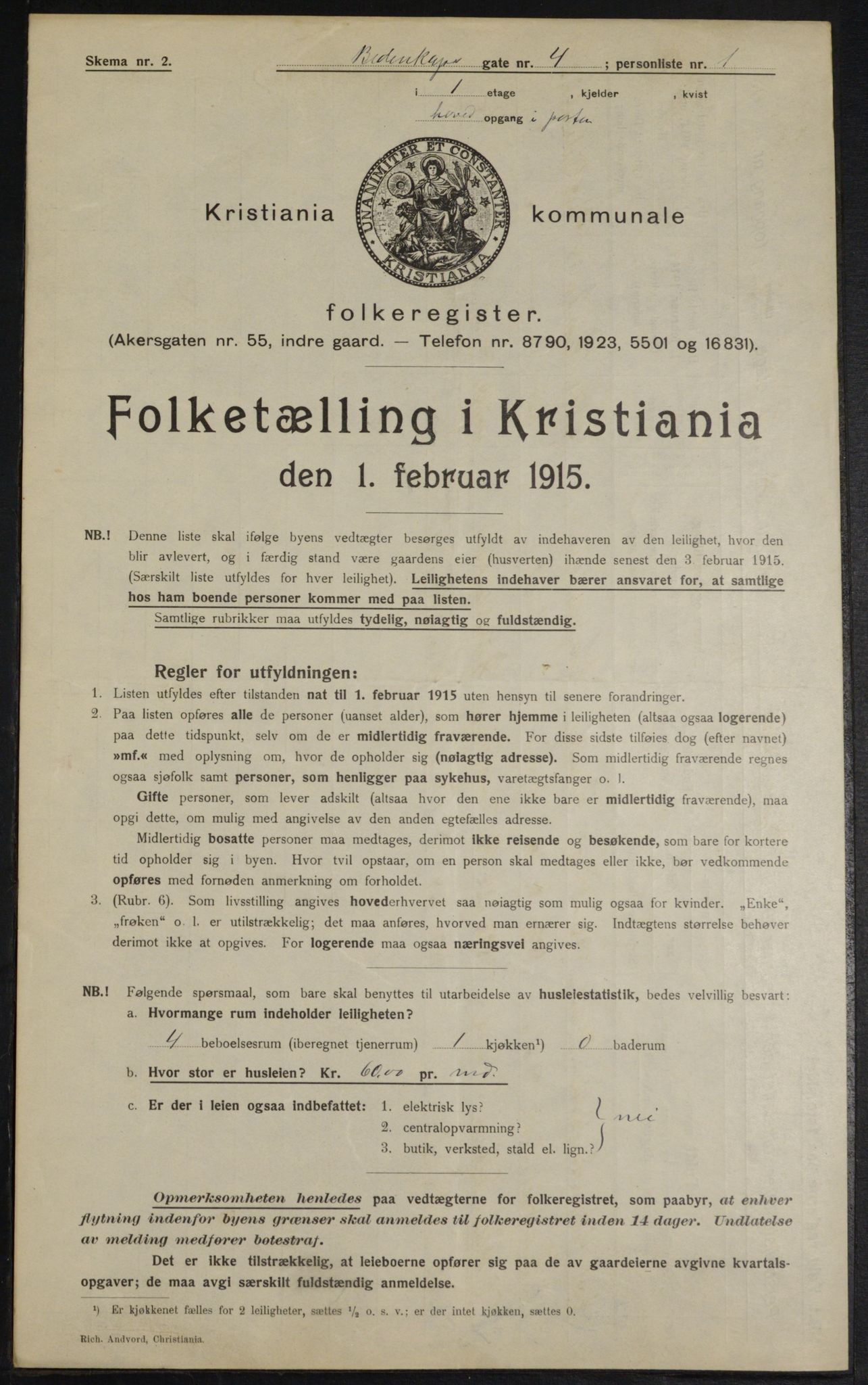 OBA, Kommunal folketelling 1.2.1915 for Kristiania, 1915, s. 4822