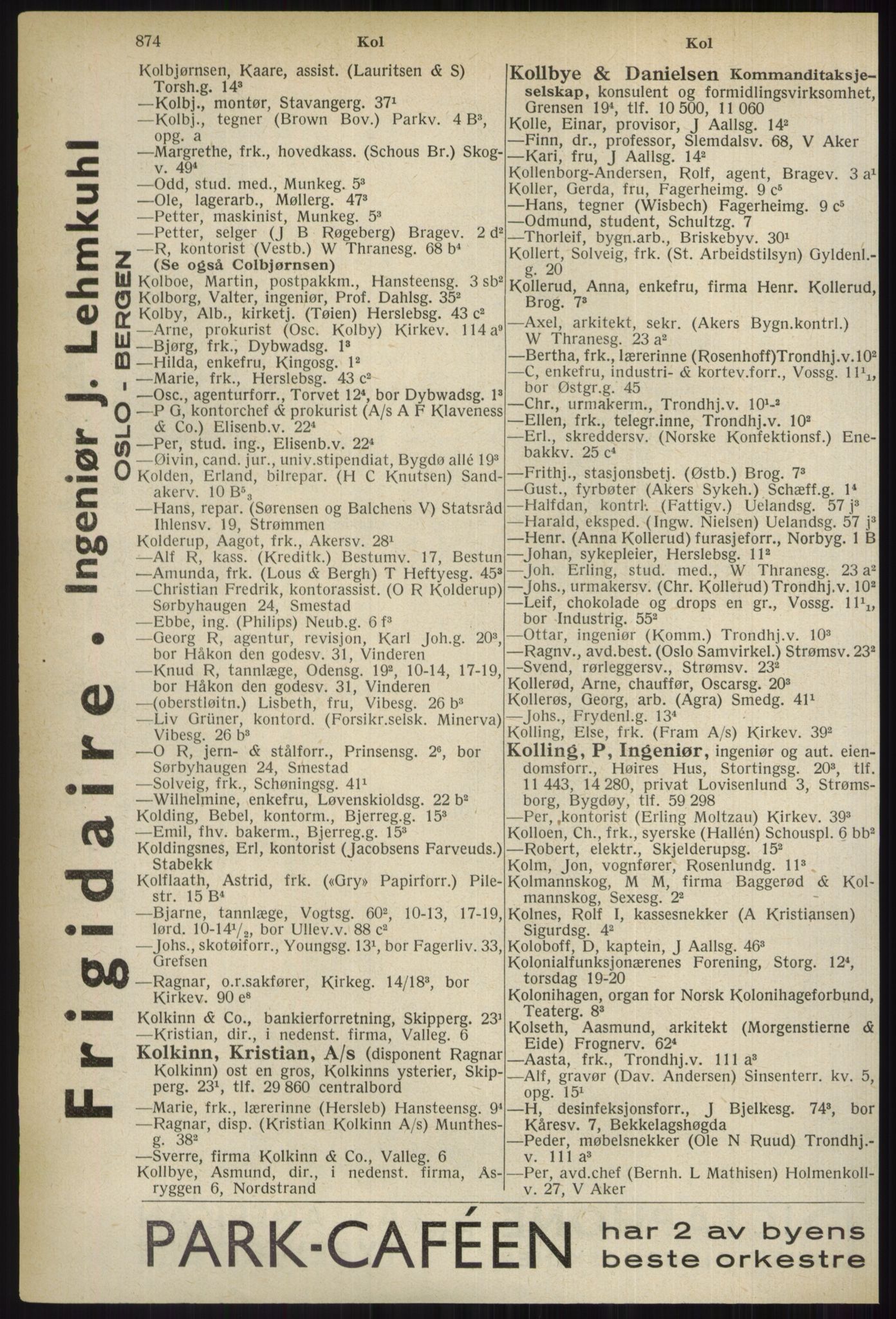 Kristiania/Oslo adressebok, PUBL/-, 1937, s. 874