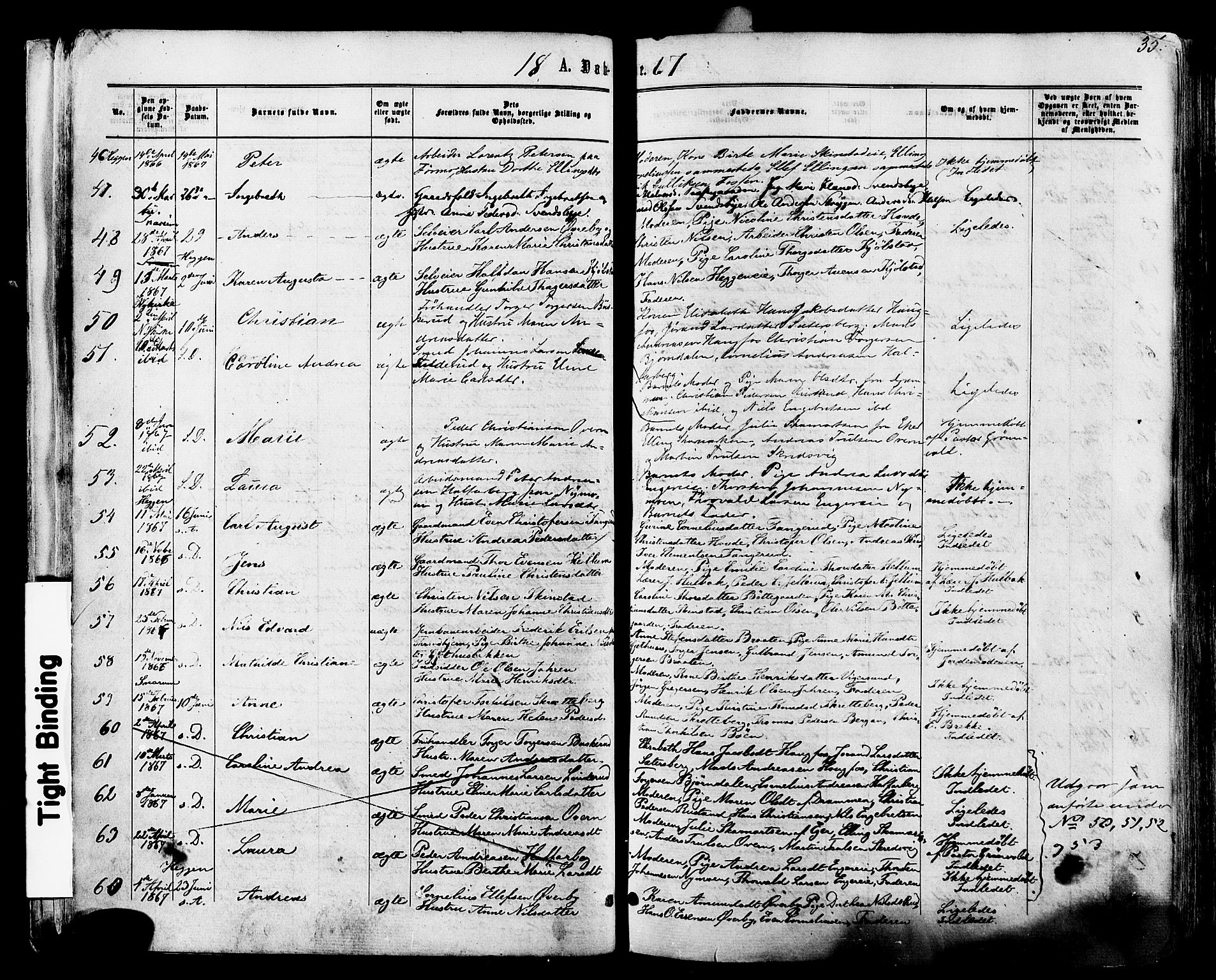 Modum kirkebøker, AV/SAKO-A-234/F/Fa/L0010: Ministerialbok nr. 10, 1865-1876, s. 35