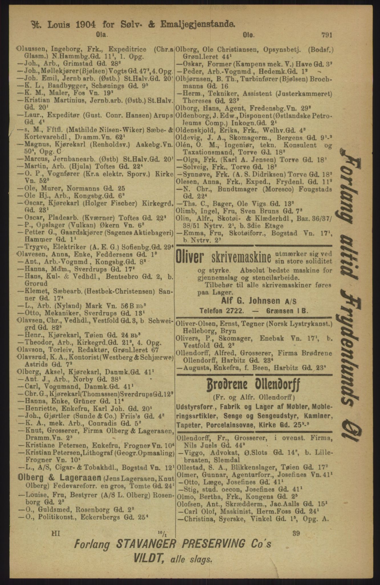 Kristiania/Oslo adressebok, PUBL/-, 1911, s. 791