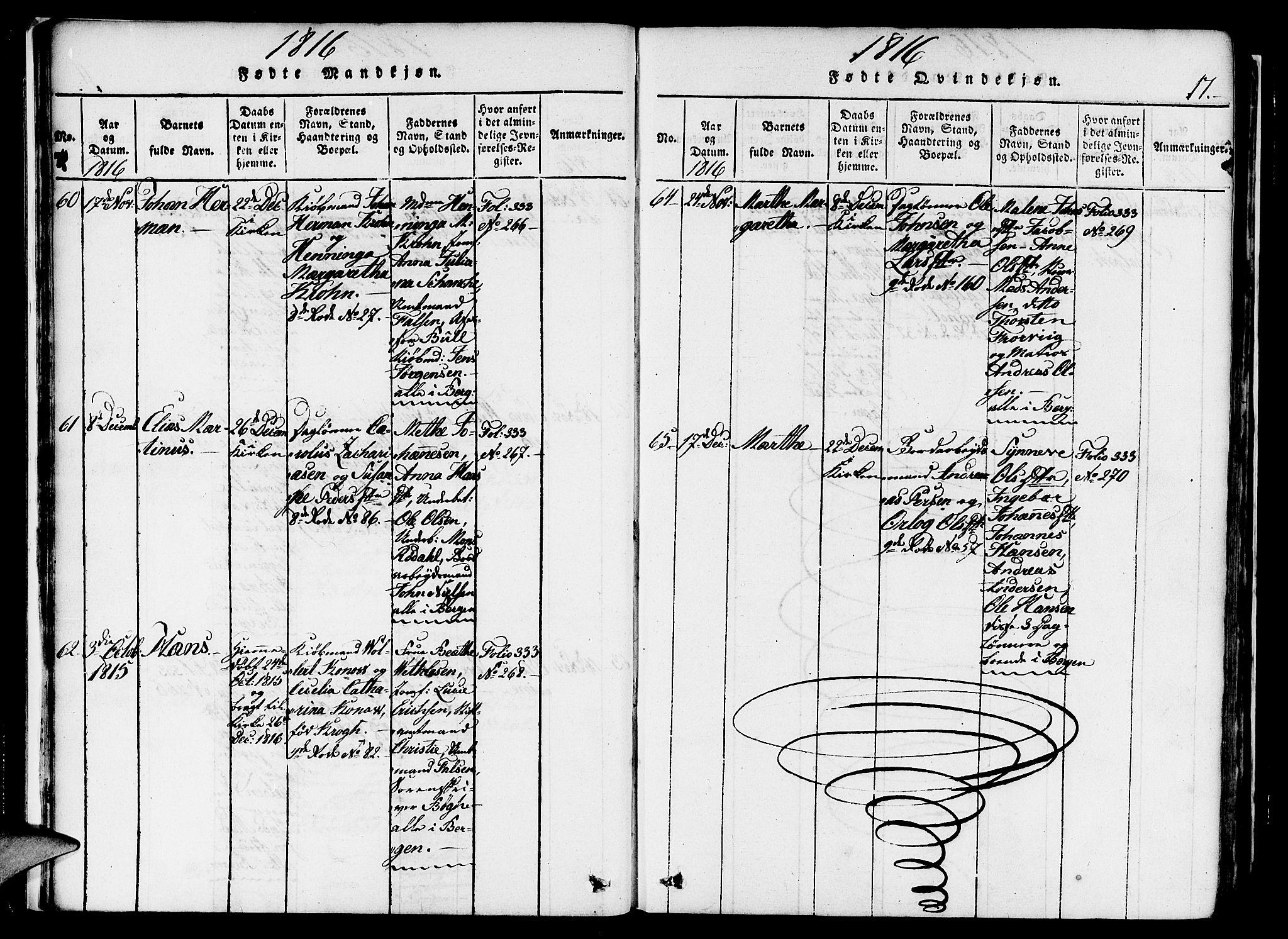 Nykirken Sokneprestembete, AV/SAB-A-77101/H/Haa/L0011: Ministerialbok nr. A 11, 1816-1821, s. 17