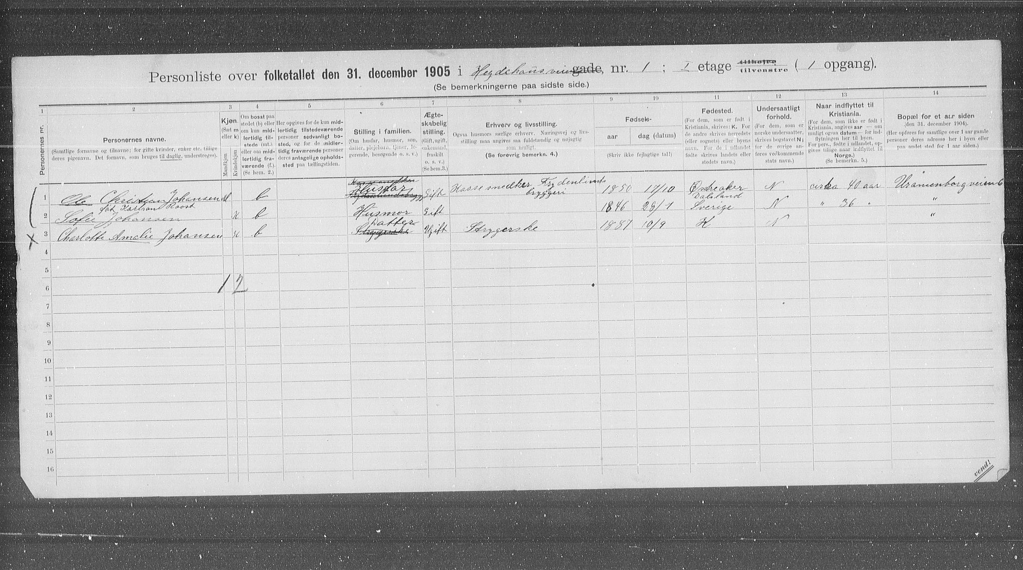 OBA, Kommunal folketelling 31.12.1905 for Kristiania kjøpstad, 1905, s. 21960