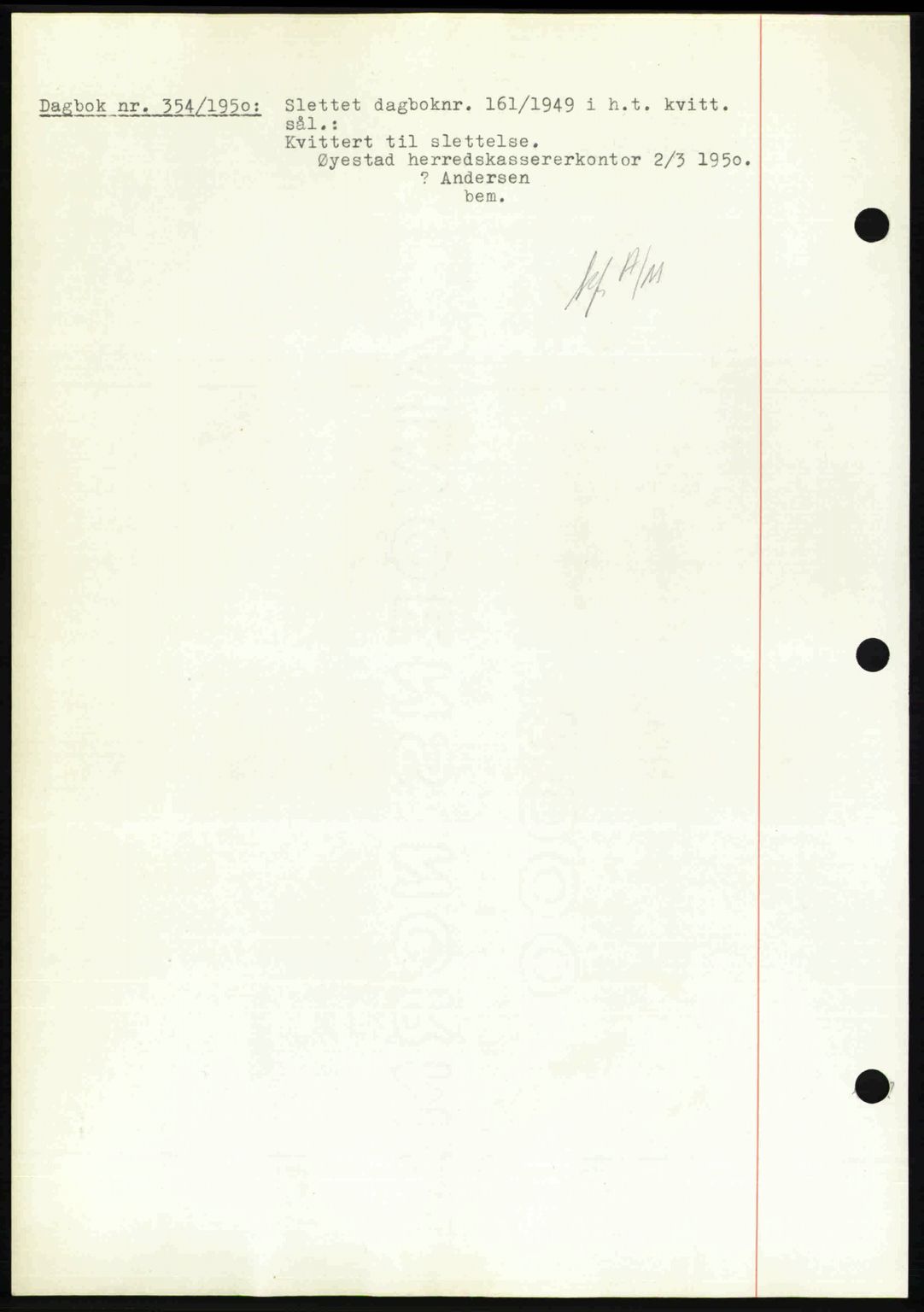 Nedenes sorenskriveri, SAK/1221-0006/G/Gb/Gba/L0062: Pantebok nr. A14, 1949-1950, Dagboknr: 354/1950
