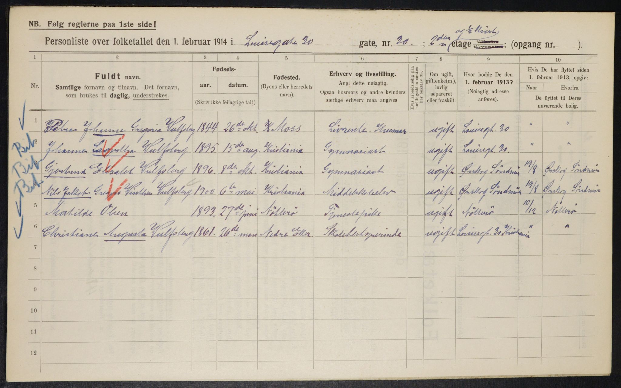 OBA, Kommunal folketelling 1.2.1914 for Kristiania, 1914, s. 58355