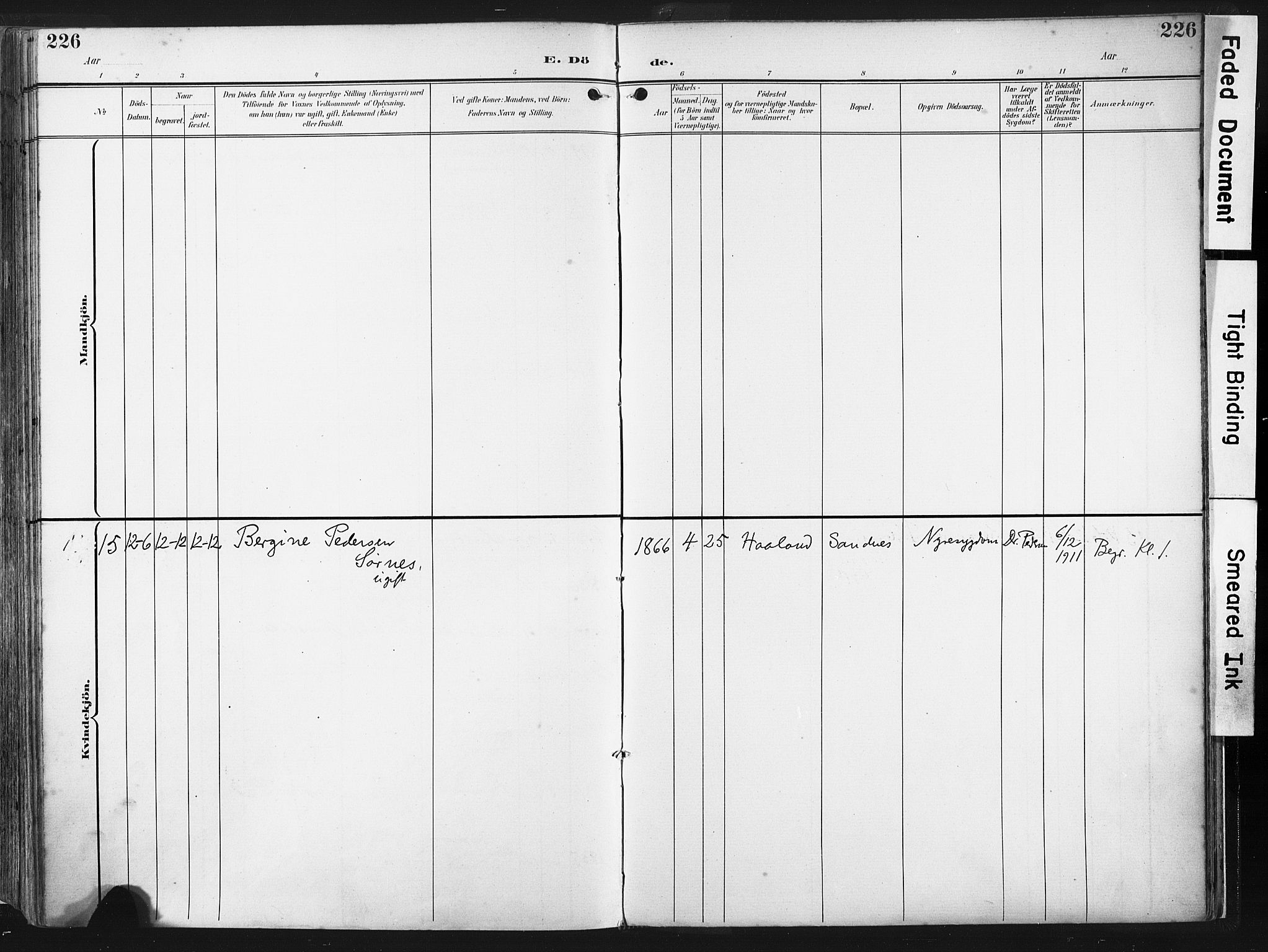 Høyland sokneprestkontor, AV/SAST-A-101799/001/30BA/L0016: Ministerialbok nr. A 16, 1899-1911, s. 226