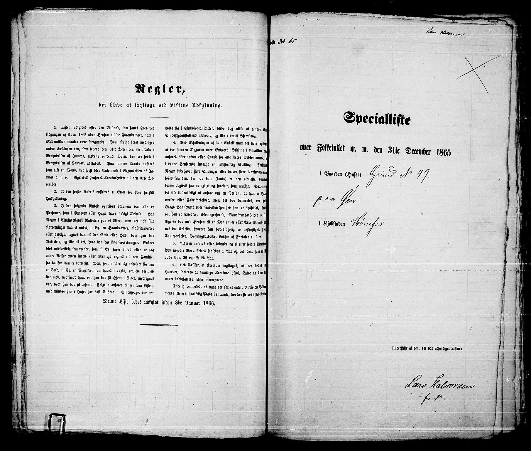 RA, Folketelling 1865 for 0601B Norderhov prestegjeld, Hønefoss kjøpstad, 1865, s. 126