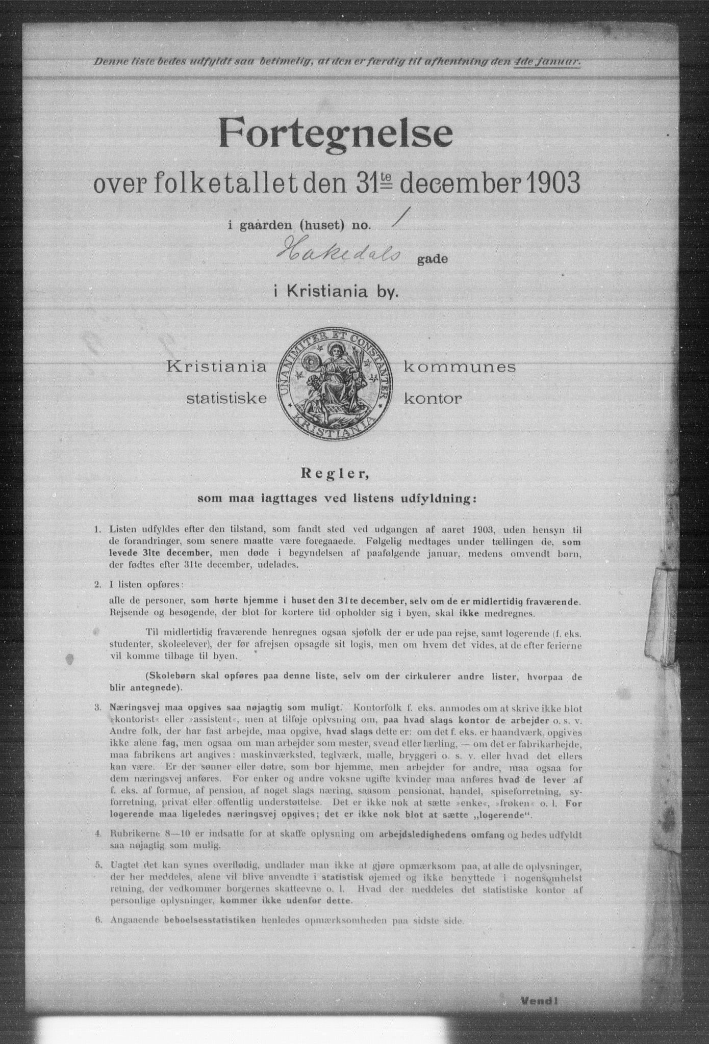 OBA, Kommunal folketelling 31.12.1903 for Kristiania kjøpstad, 1903, s. 6819