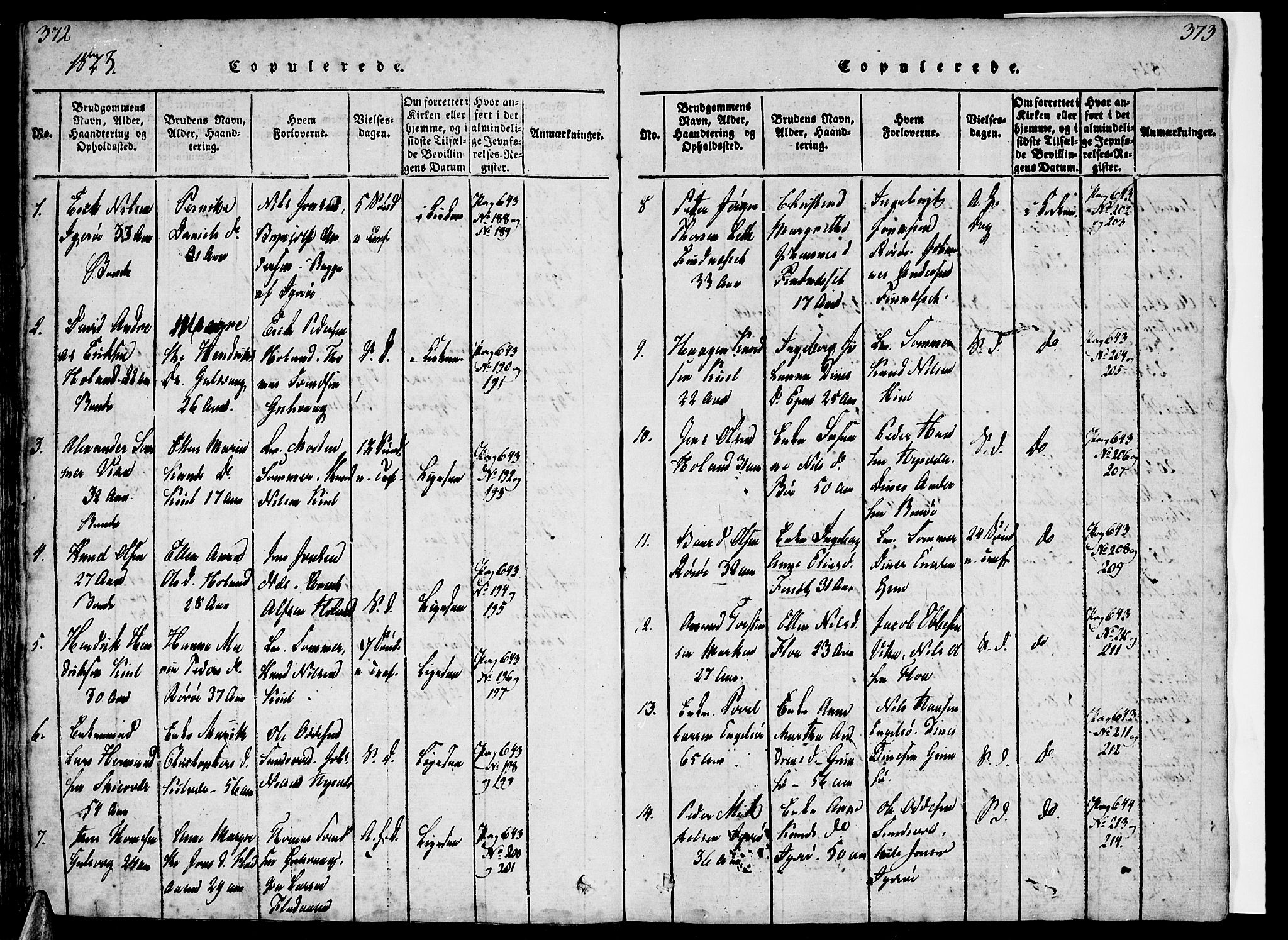 Ministerialprotokoller, klokkerbøker og fødselsregistre - Nordland, AV/SAT-A-1459/816/L0239: Ministerialbok nr. 816A05, 1820-1845, s. 372-373