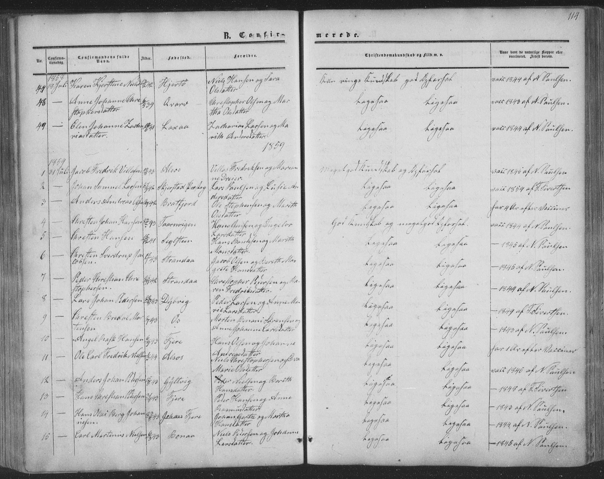 Ministerialprotokoller, klokkerbøker og fødselsregistre - Nordland, AV/SAT-A-1459/853/L0770: Ministerialbok nr. 853A09, 1857-1870, s. 114