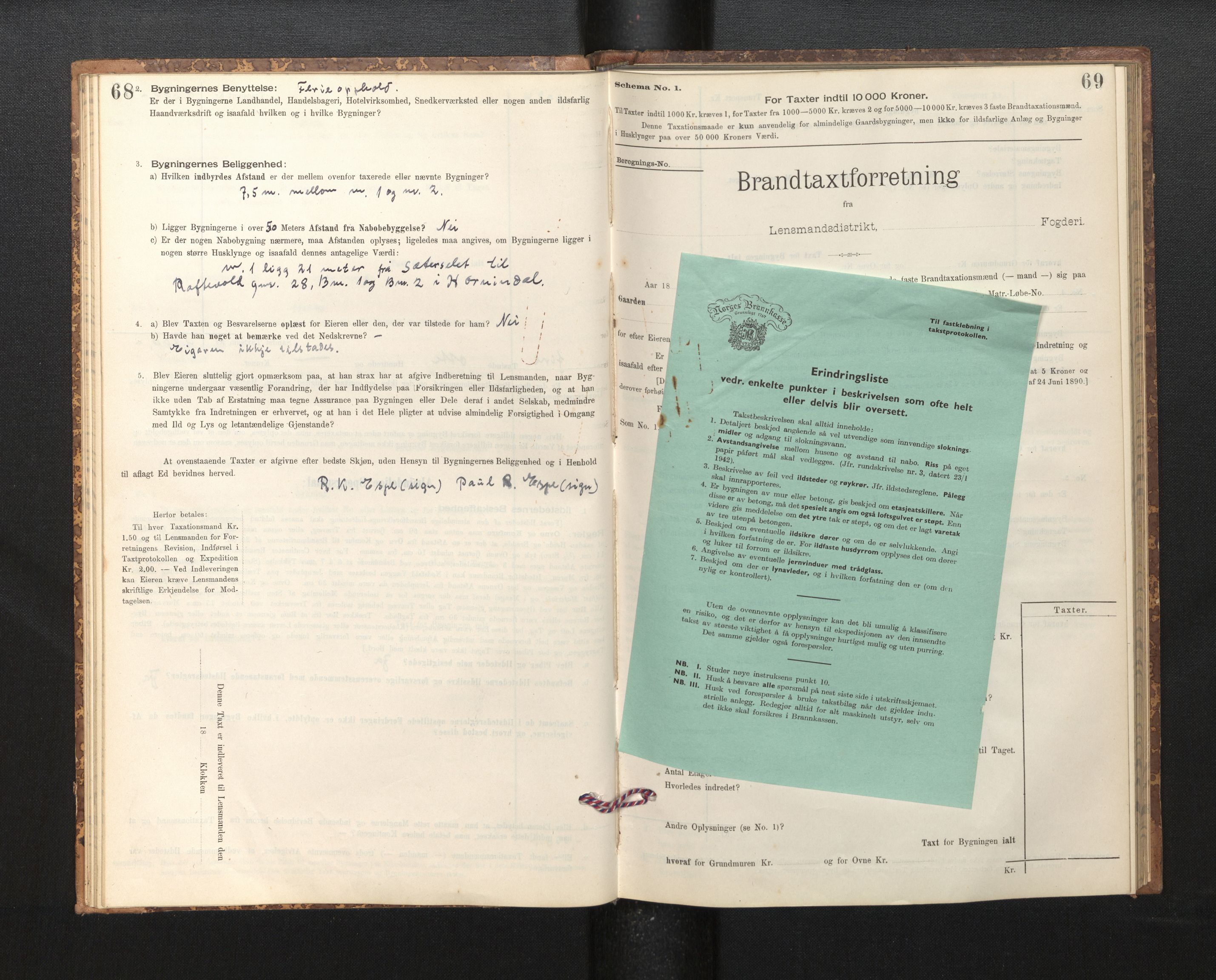 Lensmannen i Hornindal, SAB/A-28201/0012/L0001: Branntakstprotokoll, skjematakst, 1895-1951, s. 68-69