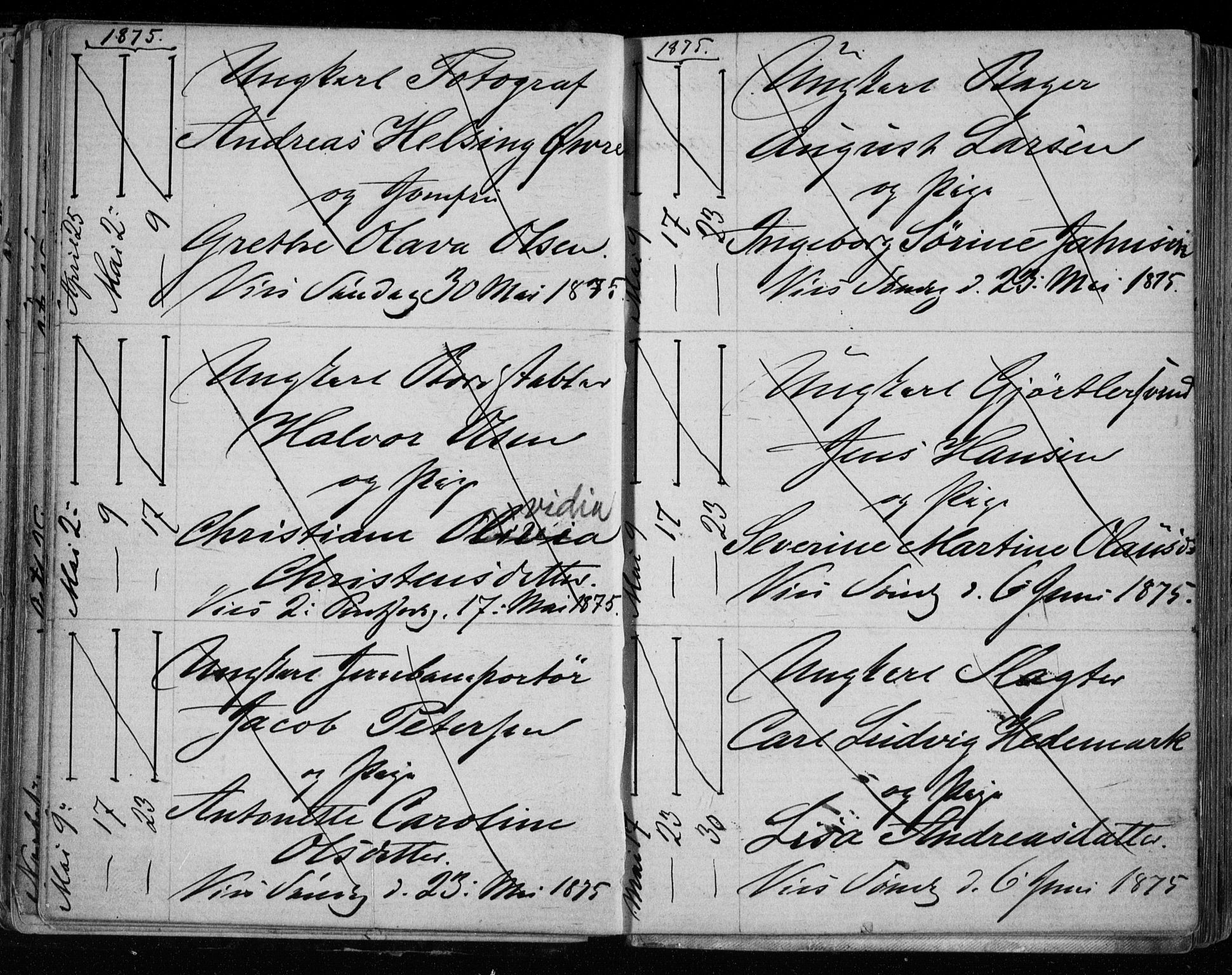 Bragernes kirkebøker, AV/SAKO-A-6/H/Ha/L0006: Lysningsprotokoll nr. 6, 1873-1896